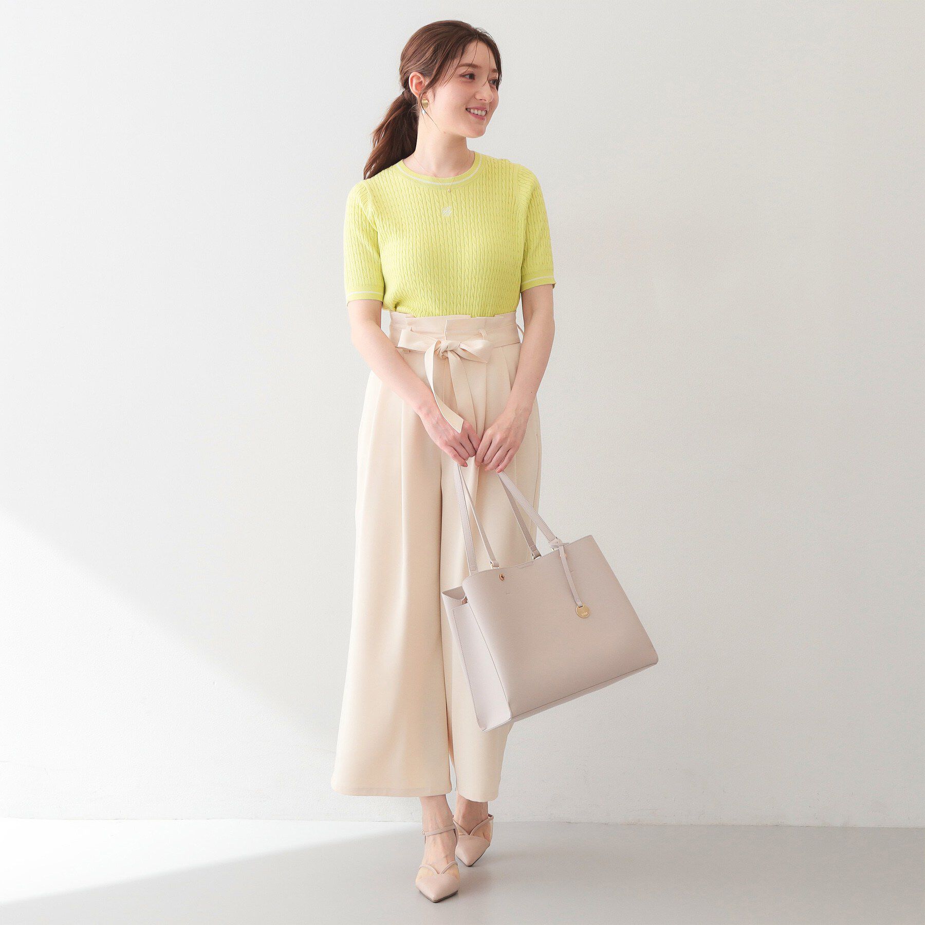 index「オーガニックコットン バイカラーケーブルニット【洗濯機OK/UVケア】《6col》」|ニット・セーター|