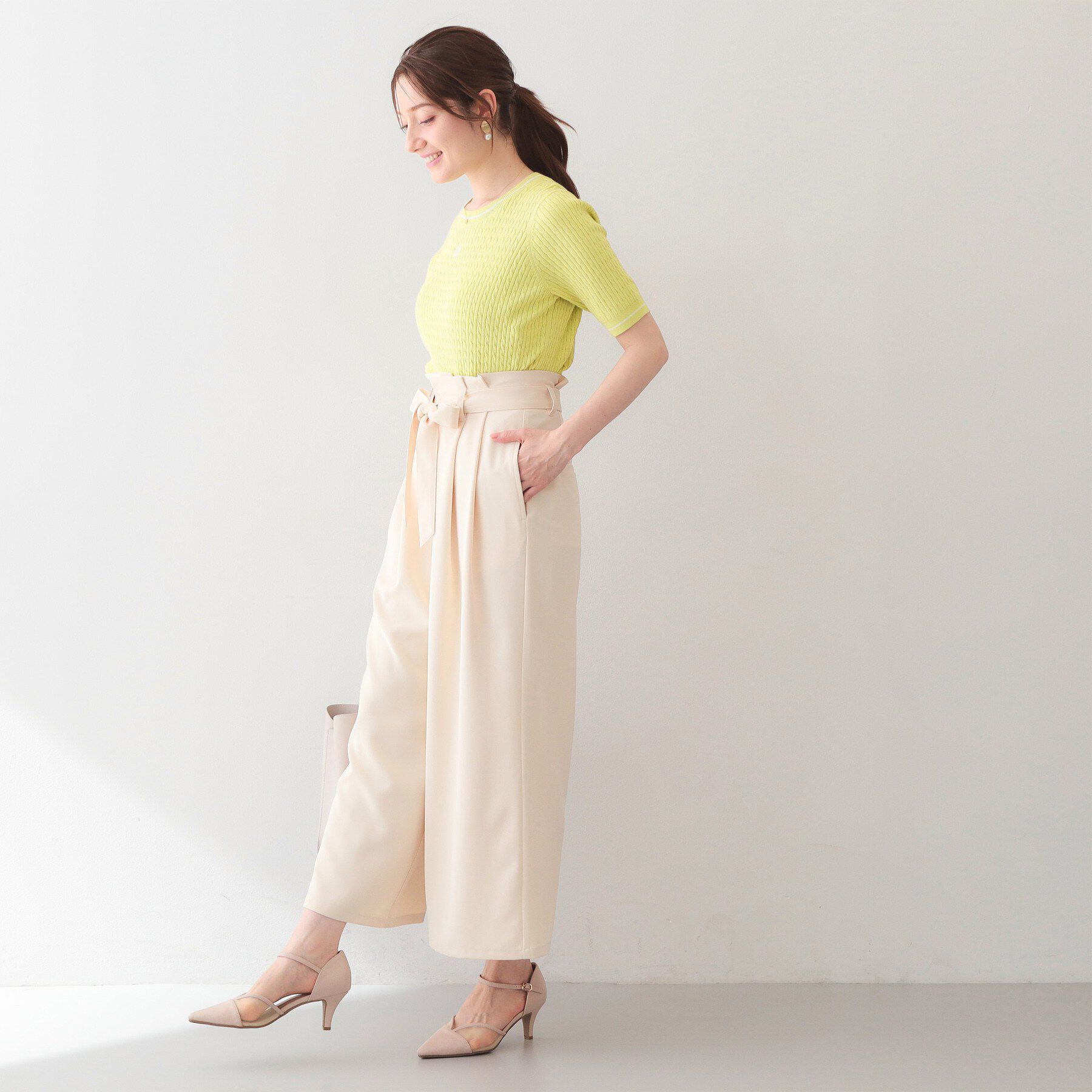 index「オーガニックコットン バイカラーケーブルニット【洗濯機OK/UVケア】《6col》」|ニット・セーター|