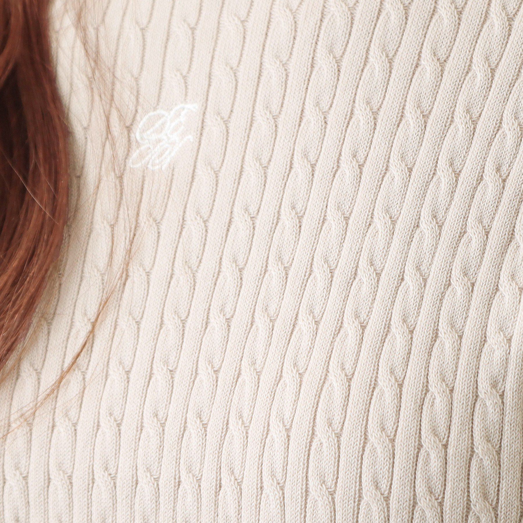 index「オーガニックコットン バイカラーケーブルニット【洗濯機OK/UVケア】《6col》」|ニット・セーター|