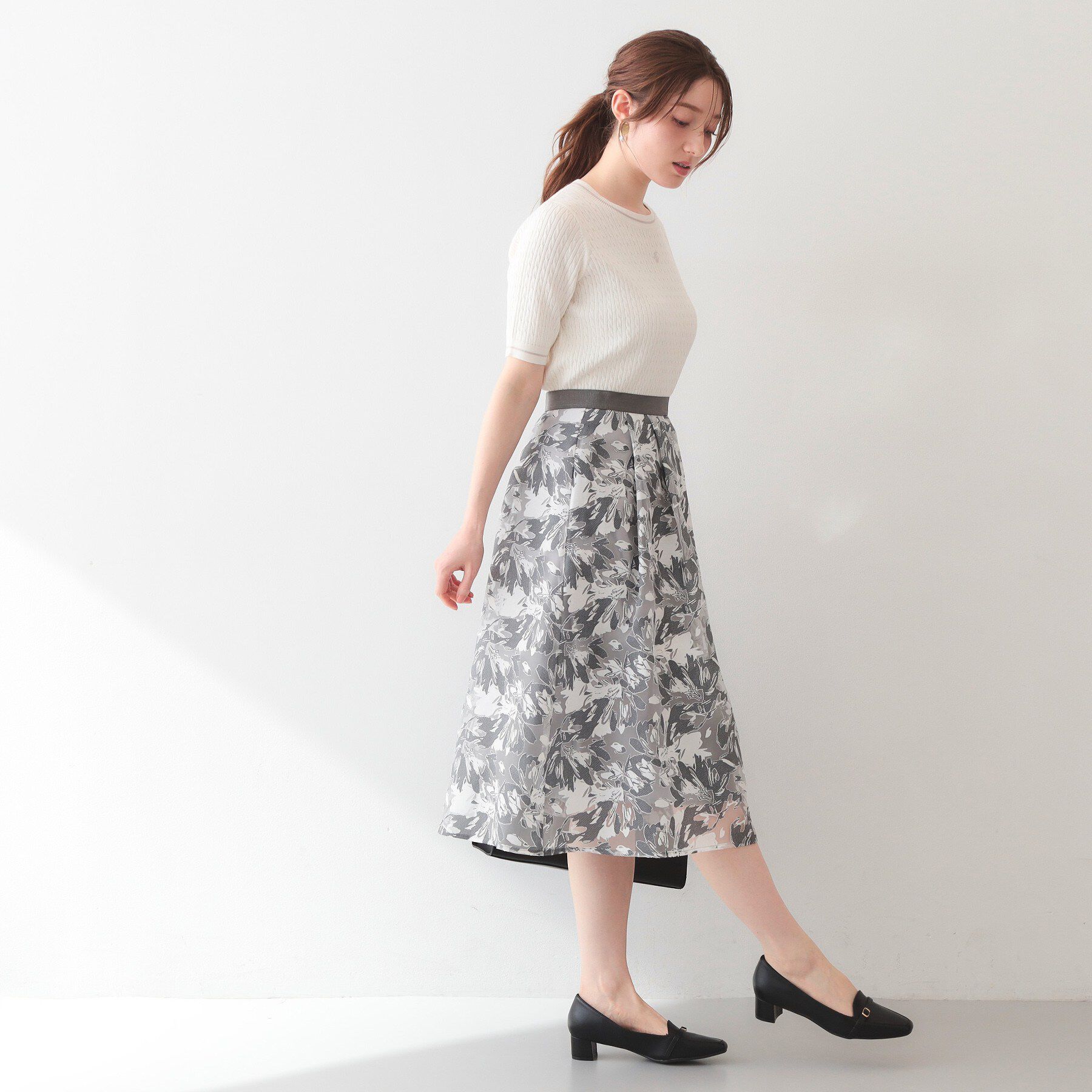 index「オーガニックコットン バイカラーケーブルニット【洗濯機OK/UVケア】《6col》」|ニット・セーター|