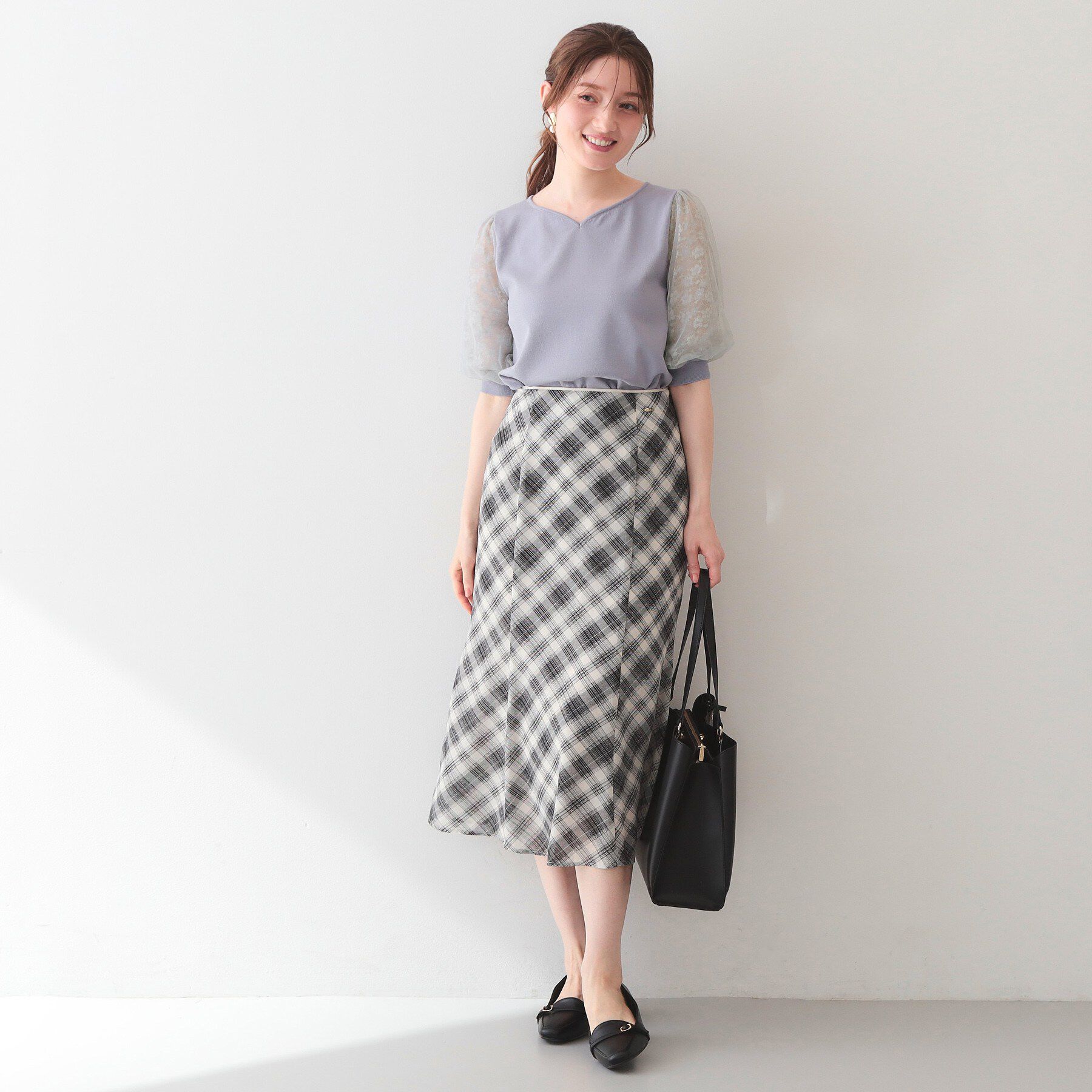 index「レーススリーブハートネックニット【洗濯機OK/UVケア/抗ピル】《XS～LL》」|ニット・セーター|