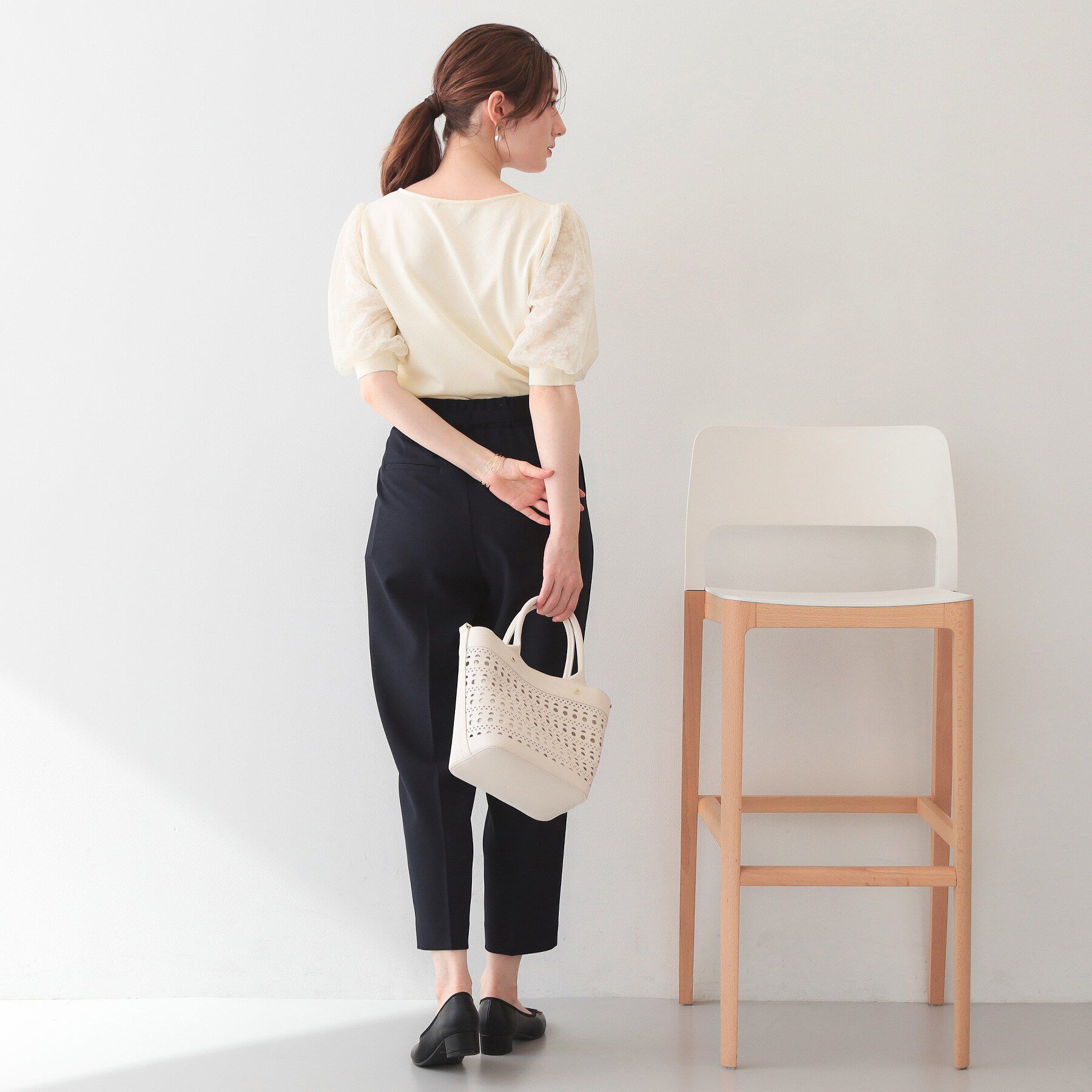 index「レーススリーブハートネックニット【洗濯機OK/UVケア/抗ピル】《XS～LL》」|ニット・セーター|