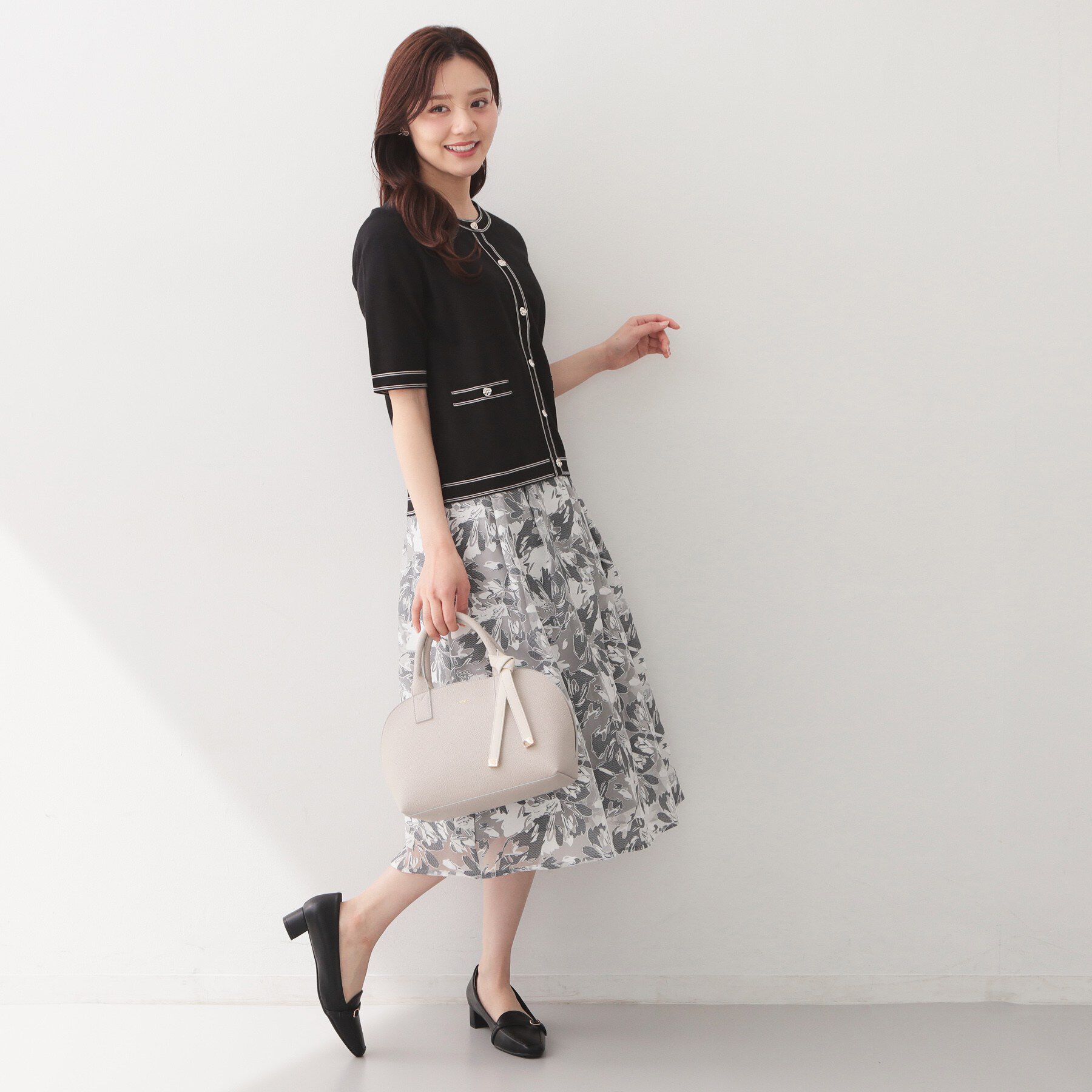 index「バイカラーダブルライン半袖カーディガン【洗濯機OK／UVケア】」|カーディガン|