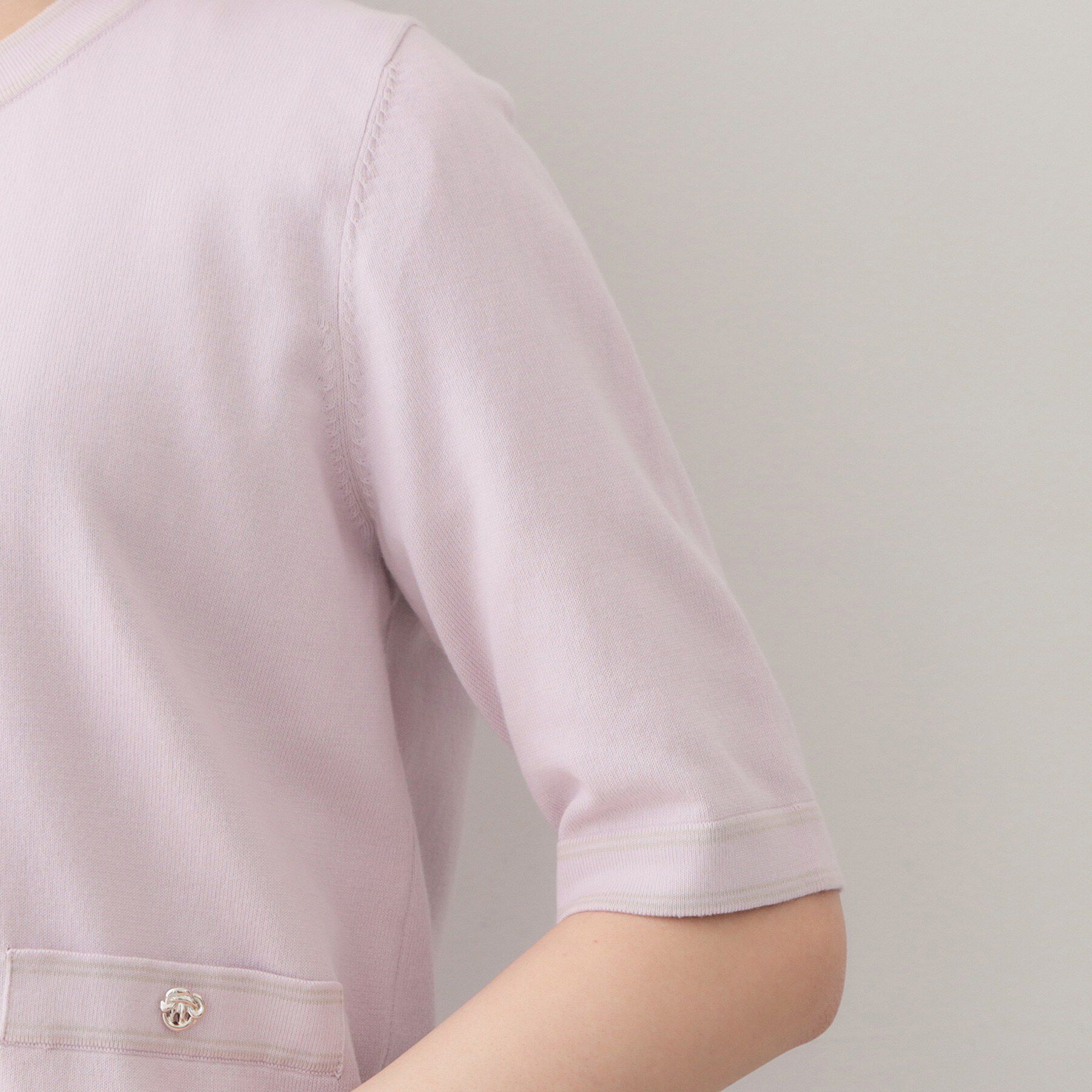 index「バイカラーダブルライン半袖カーディガン【洗濯機OK／UVケア】」|カーディガン|