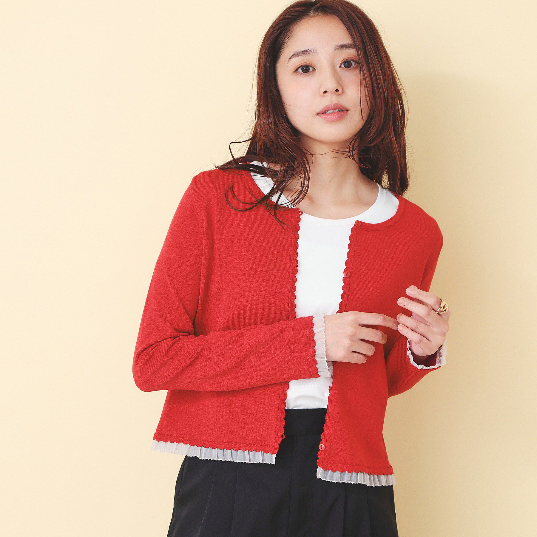 index「フリル付きキャミアンサンブルニットカーディガン【洗濯機OK】」|その他|