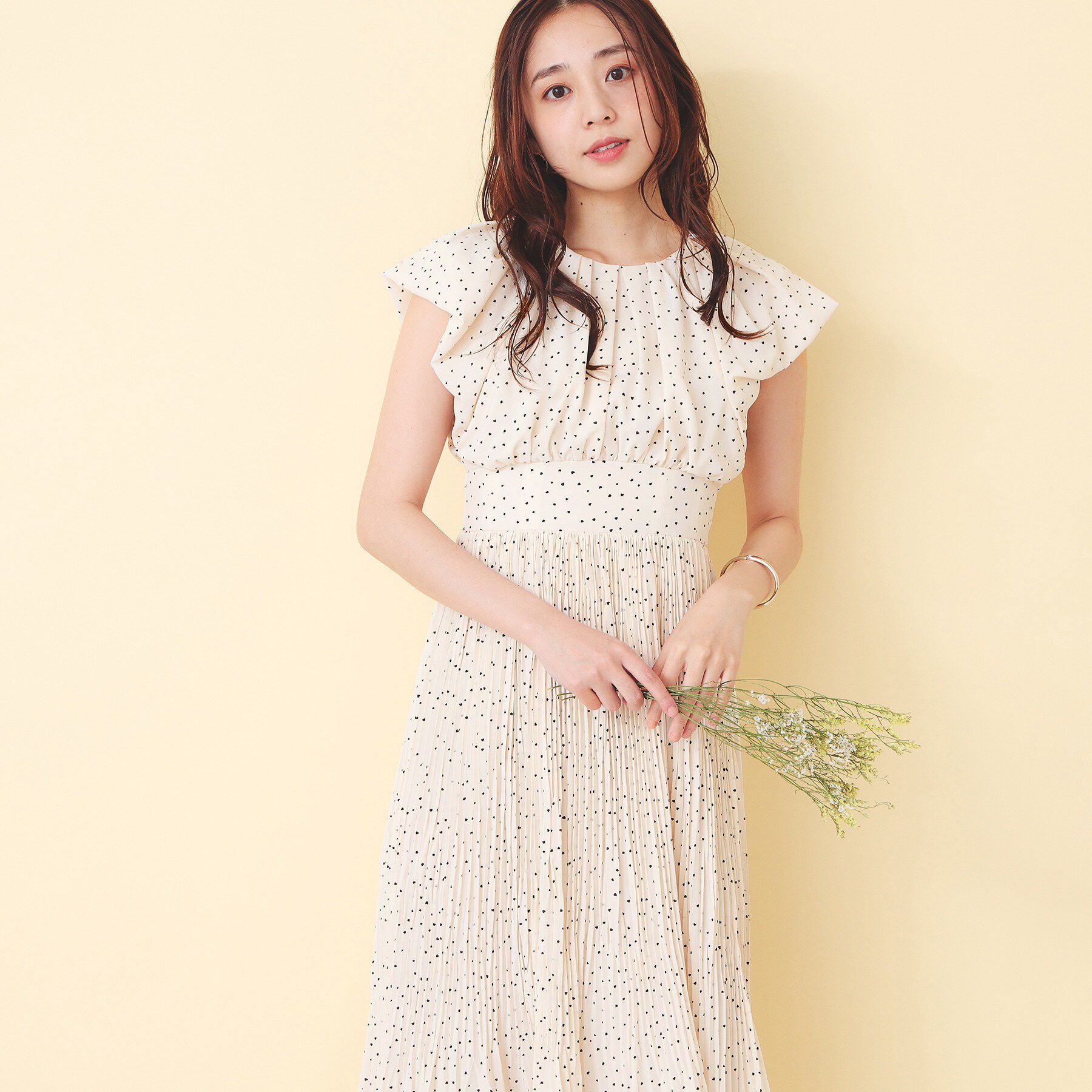 index「ハートドットバルーンスリーブワンピース【洗濯機OK／イージーアイロン】」|ワンピース|