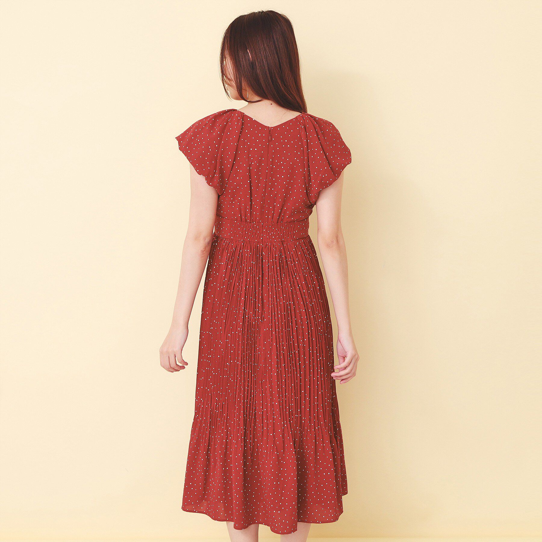 index「ハートドットバルーンスリーブワンピース【洗濯機OK／イージーアイロン】」|ワンピース|