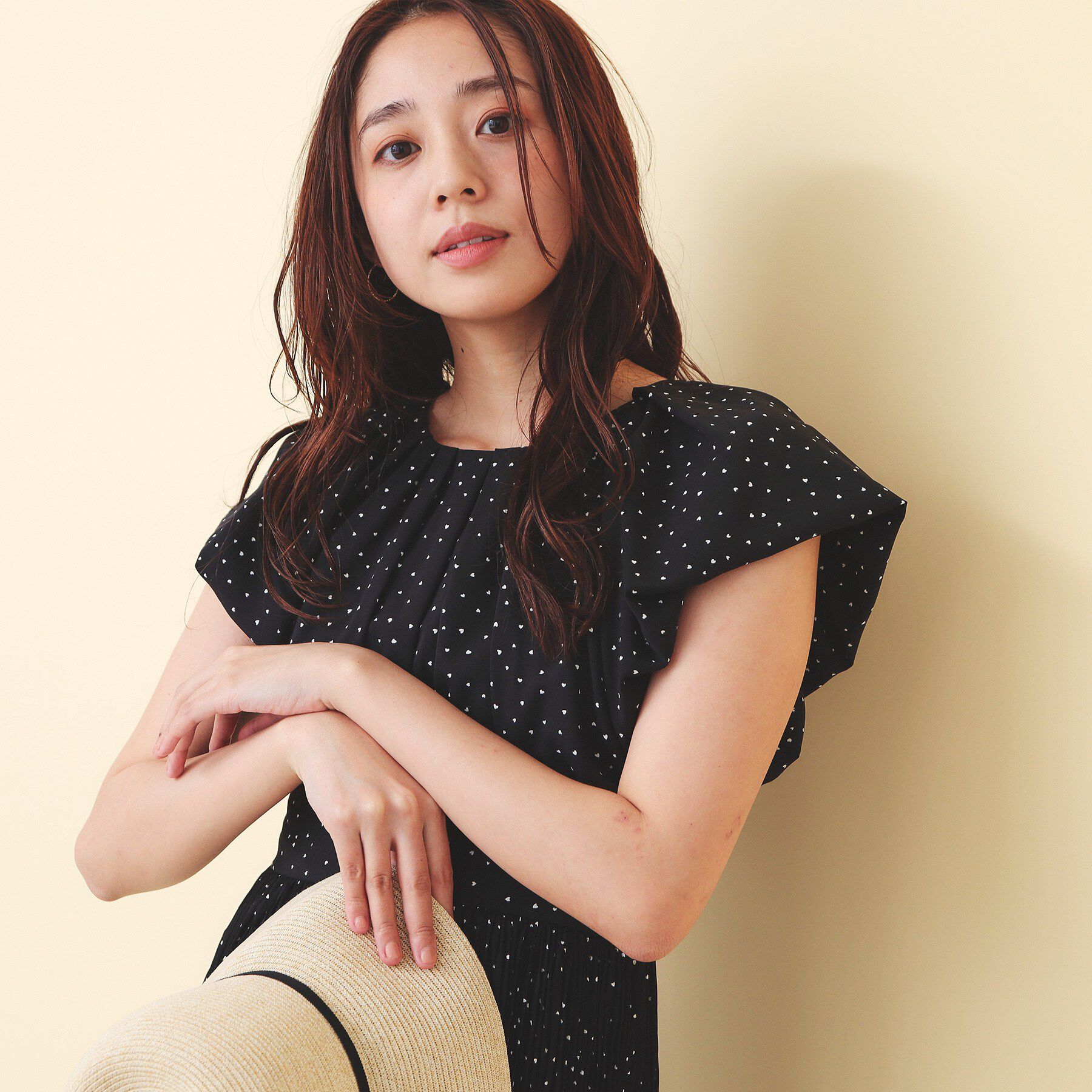 index「ハートドットバルーンスリーブワンピース【洗濯機OK／イージーアイロン】」|ワンピース|