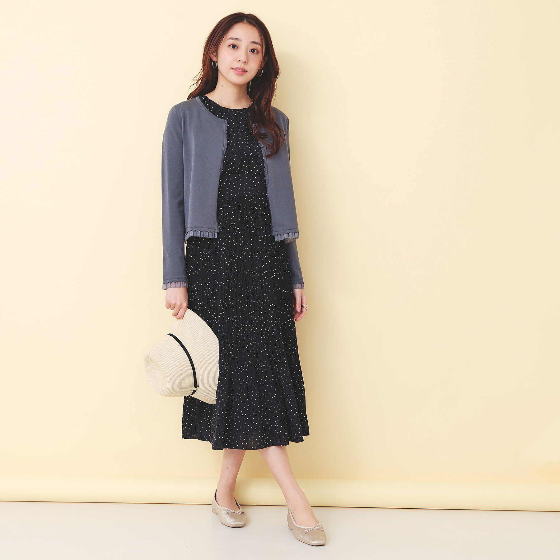 index「ハートドットバルーンスリーブワンピース【洗濯機OK／イージーアイロン】」|ワンピース|