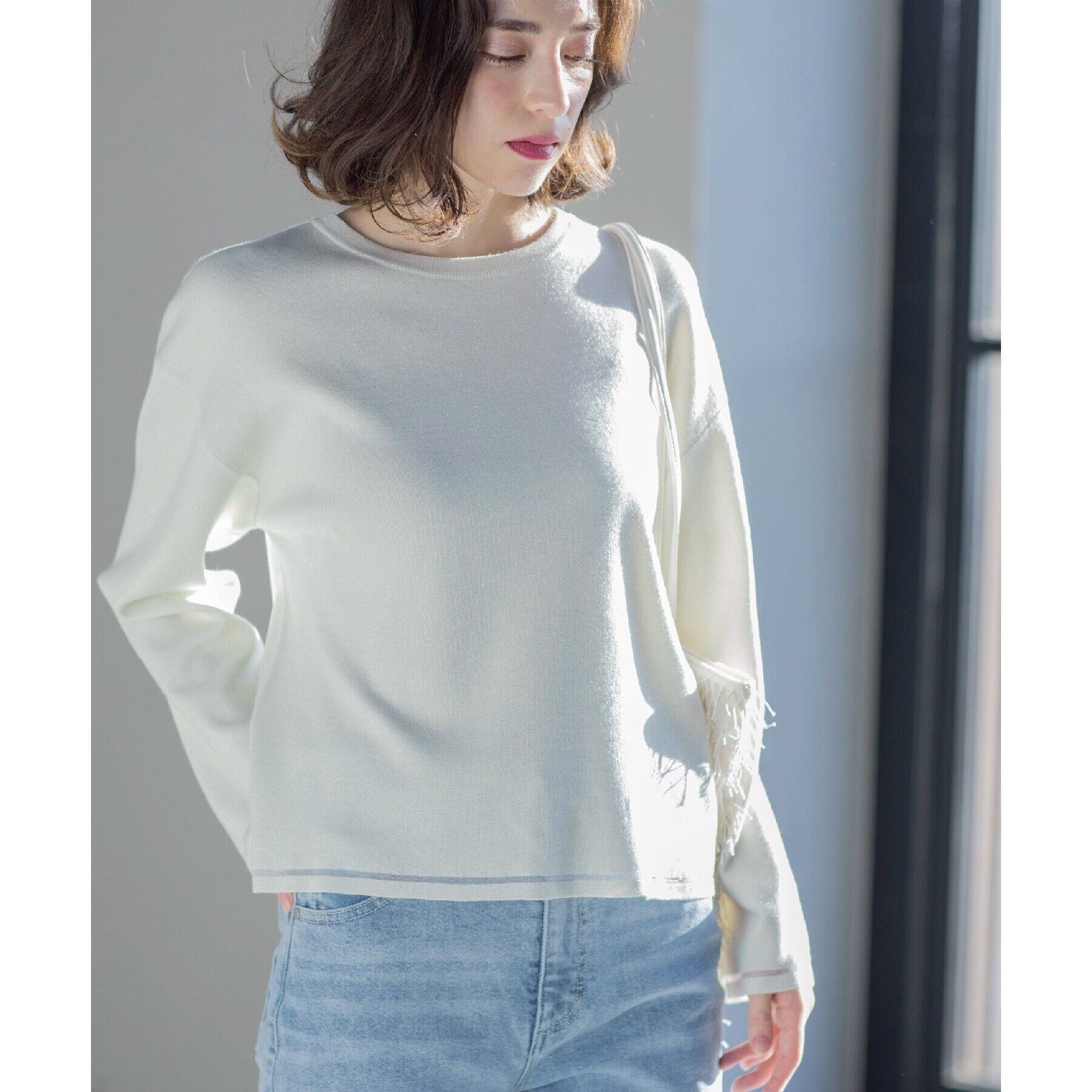 OPAQUE.CLIP「ラメシアーラインニット【洗濯機洗い可】」|ニット・セーター|