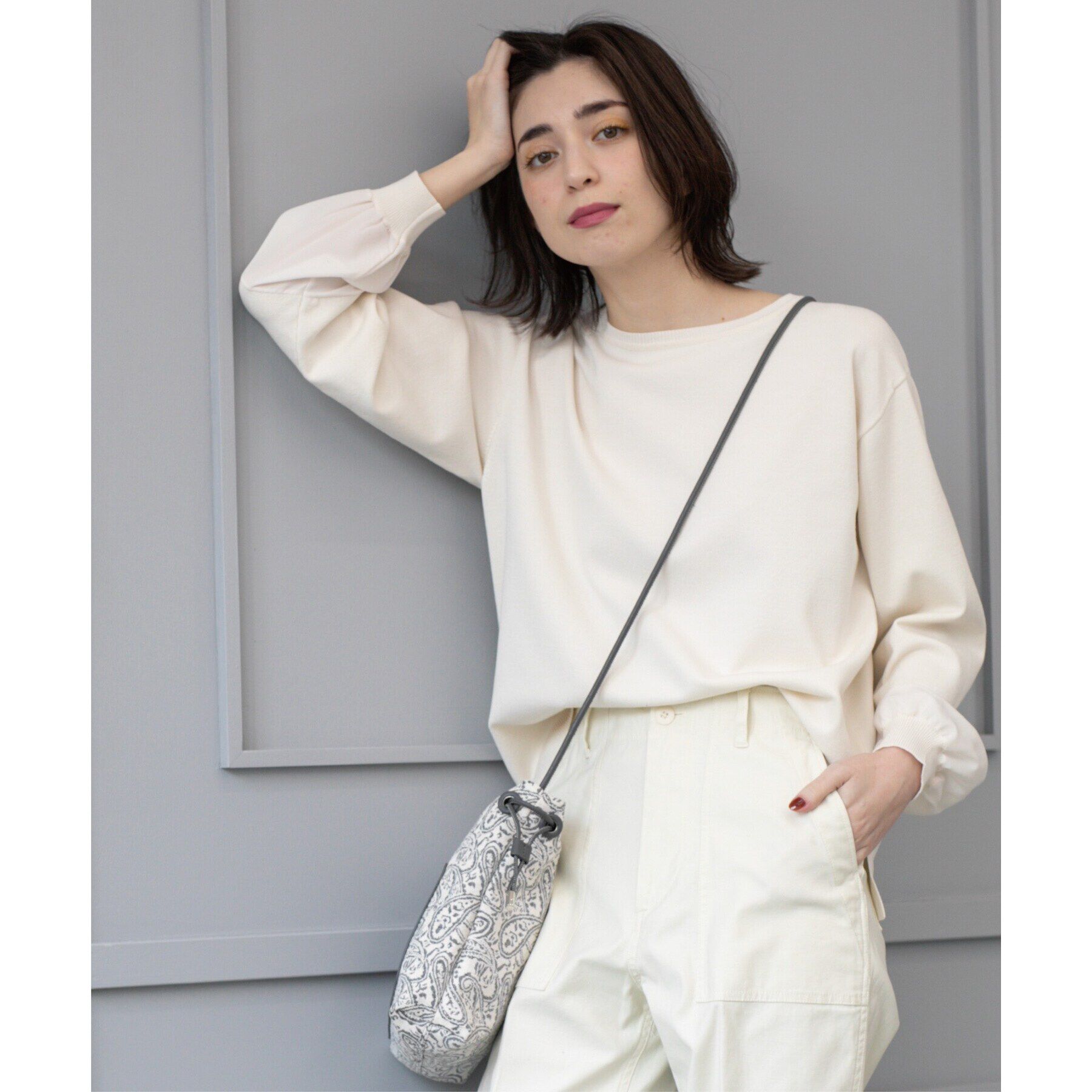 OPAQUE.CLIP「ジョーゼット切替スリーブニット【洗濯機洗い可】」|ニット・セーター|