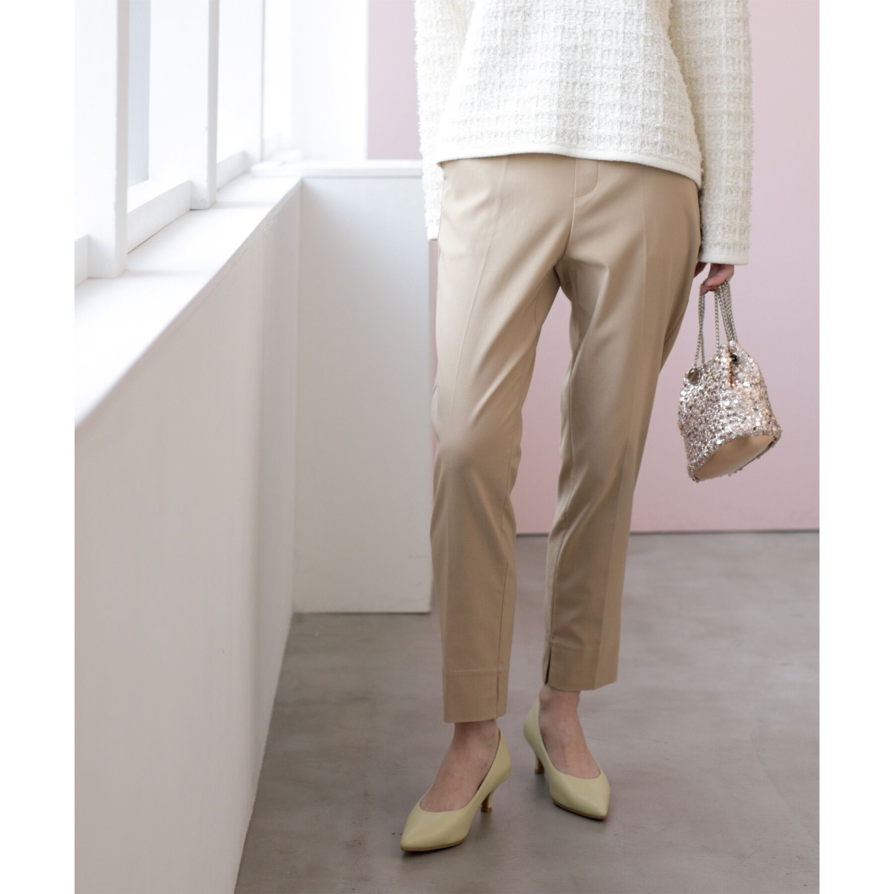 OPAQUE.CLIP「《S-LLsize》ハイストレッチイージースティックパンツ【洗濯機洗い可】」|その他|ベージュ(052)