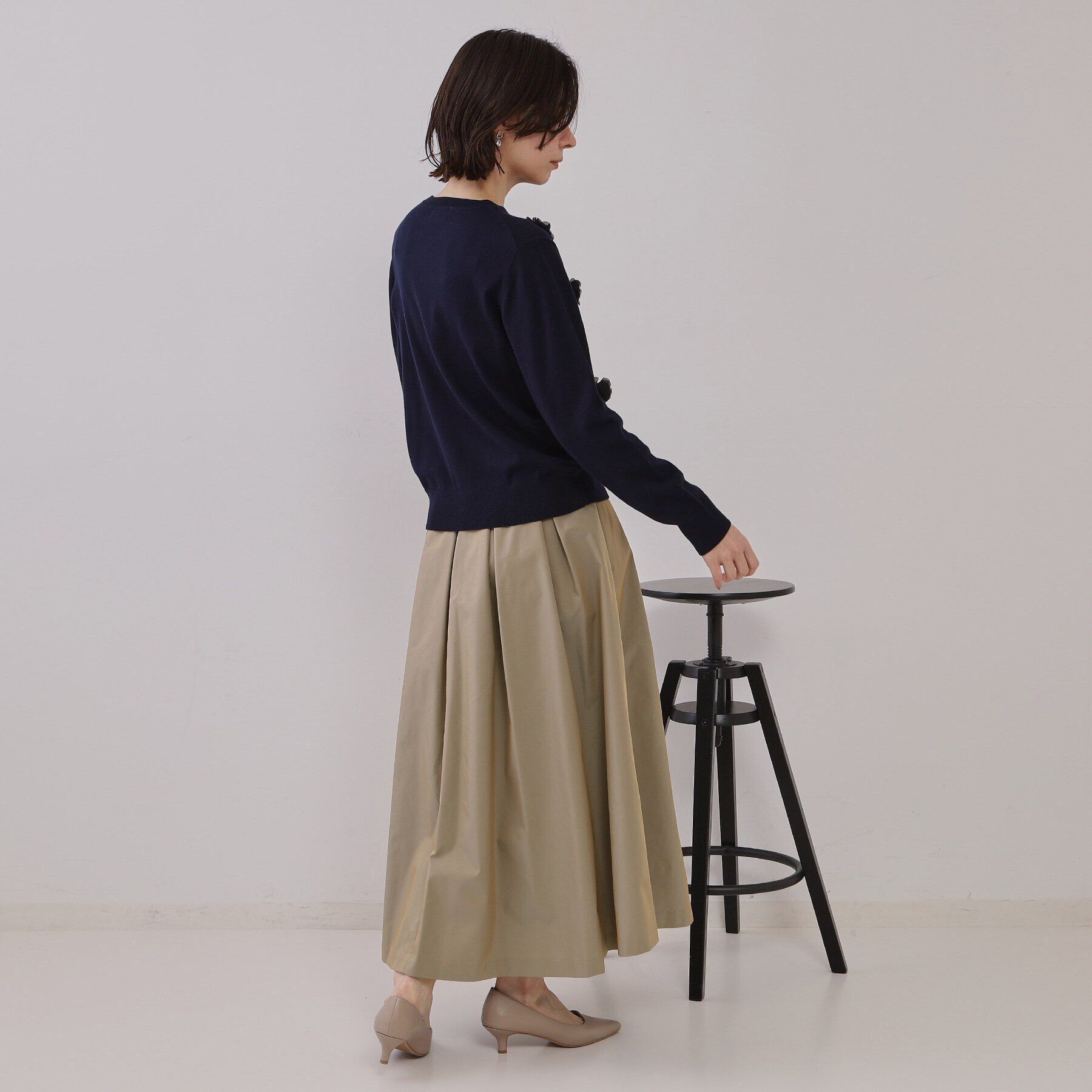 OPAQUE.CLIP「シャンブレータックフレアスカート【洗濯機洗い可】」|スカート|