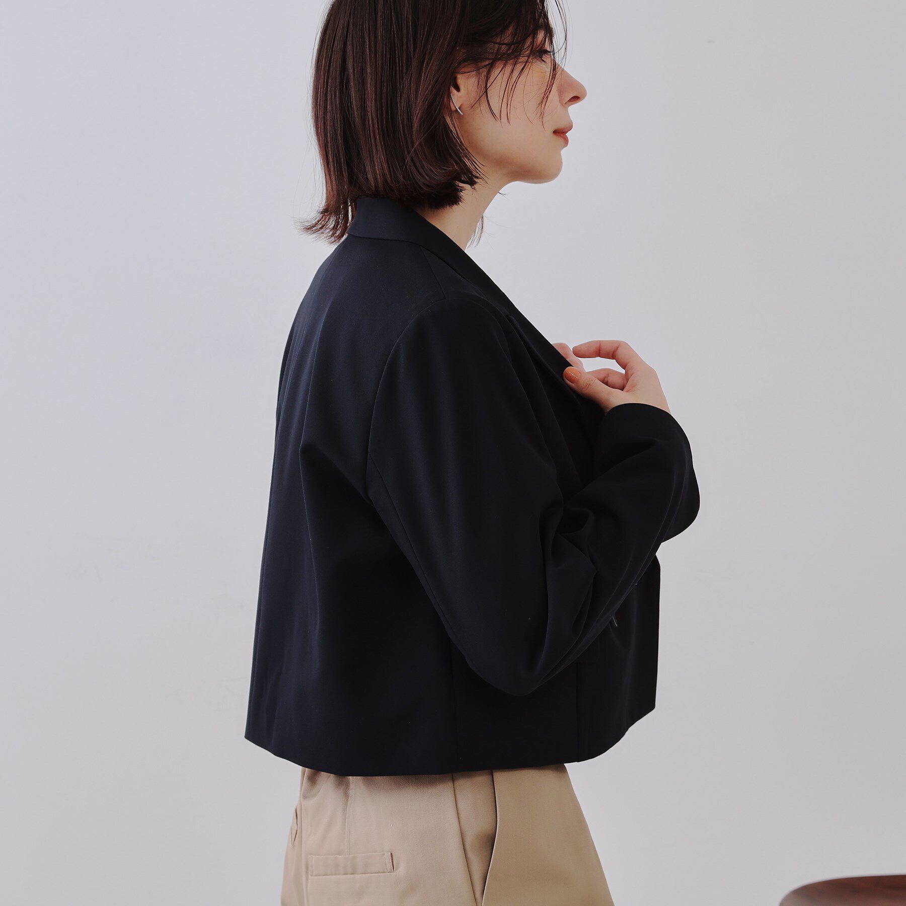 OPAQUE.CLIP「ショートテーラードジャケット【洗濯機洗い可】」|テーラードジャケット|