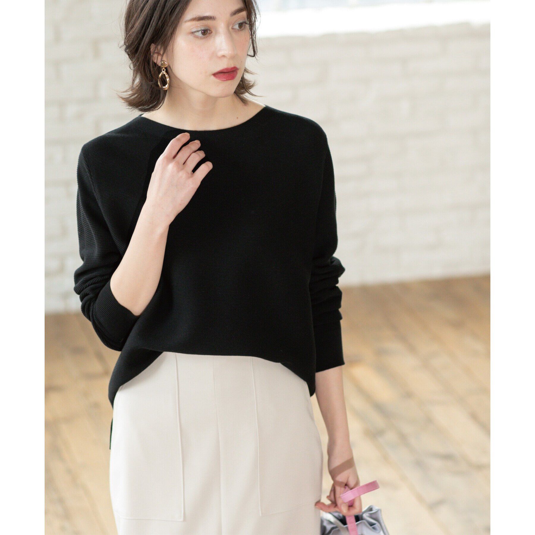 OPAQUE.CLIP「ボートネックニット/オーガニックコットン混【UV/洗濯機洗い可】」|ニット・セーター|