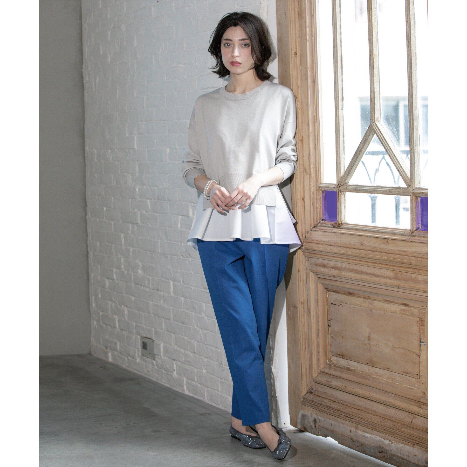 OPAQUE.CLIP「《ツインセット》ワイドニット&times;裾フレアタンクトップ【洗濯機洗い可/抗ピル】」|ニット・セーター|