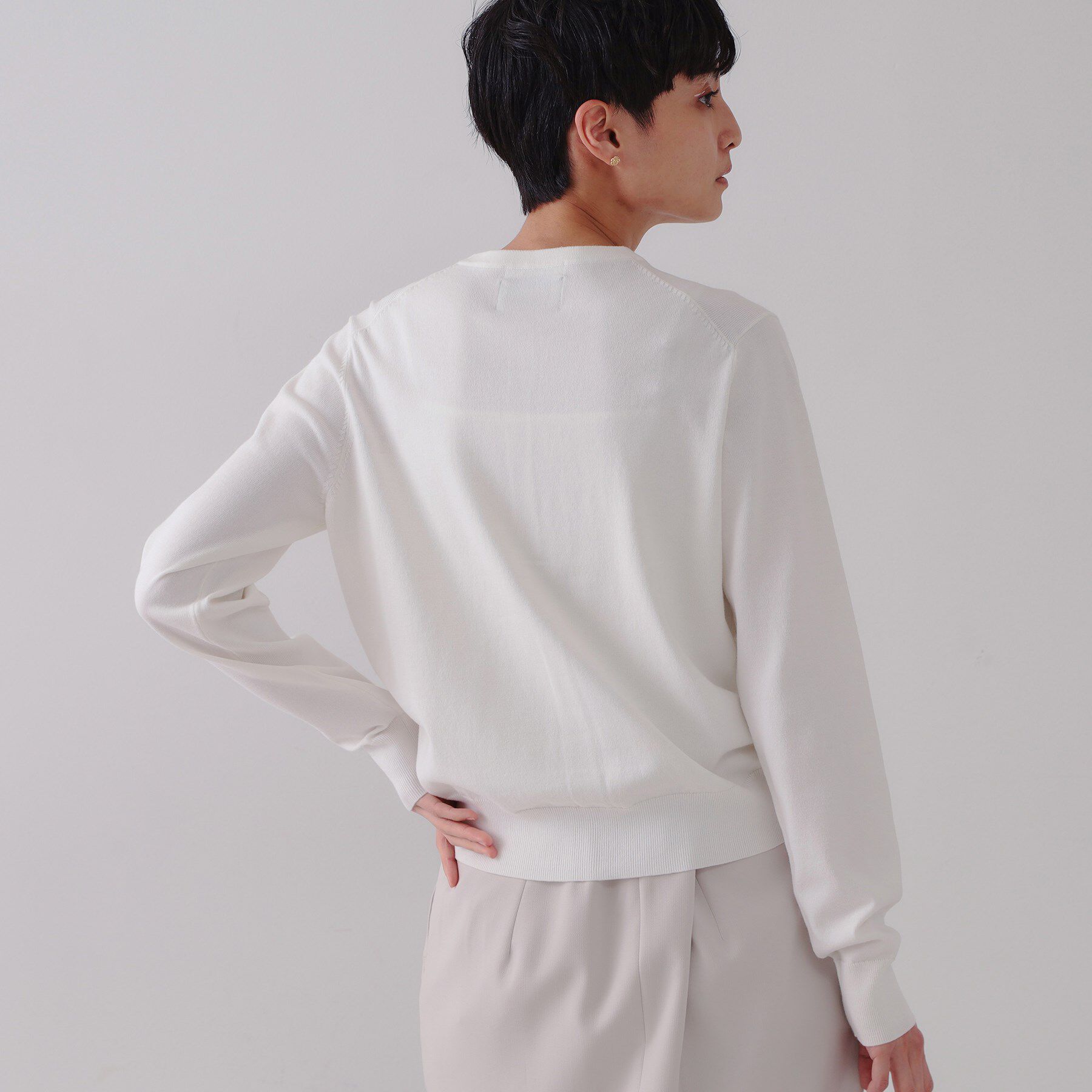 OPAQUE.CLIP「クルーネックニットカーディガン/オーガニックコットン混【UV/洗濯機洗い可】」|カーディガン|