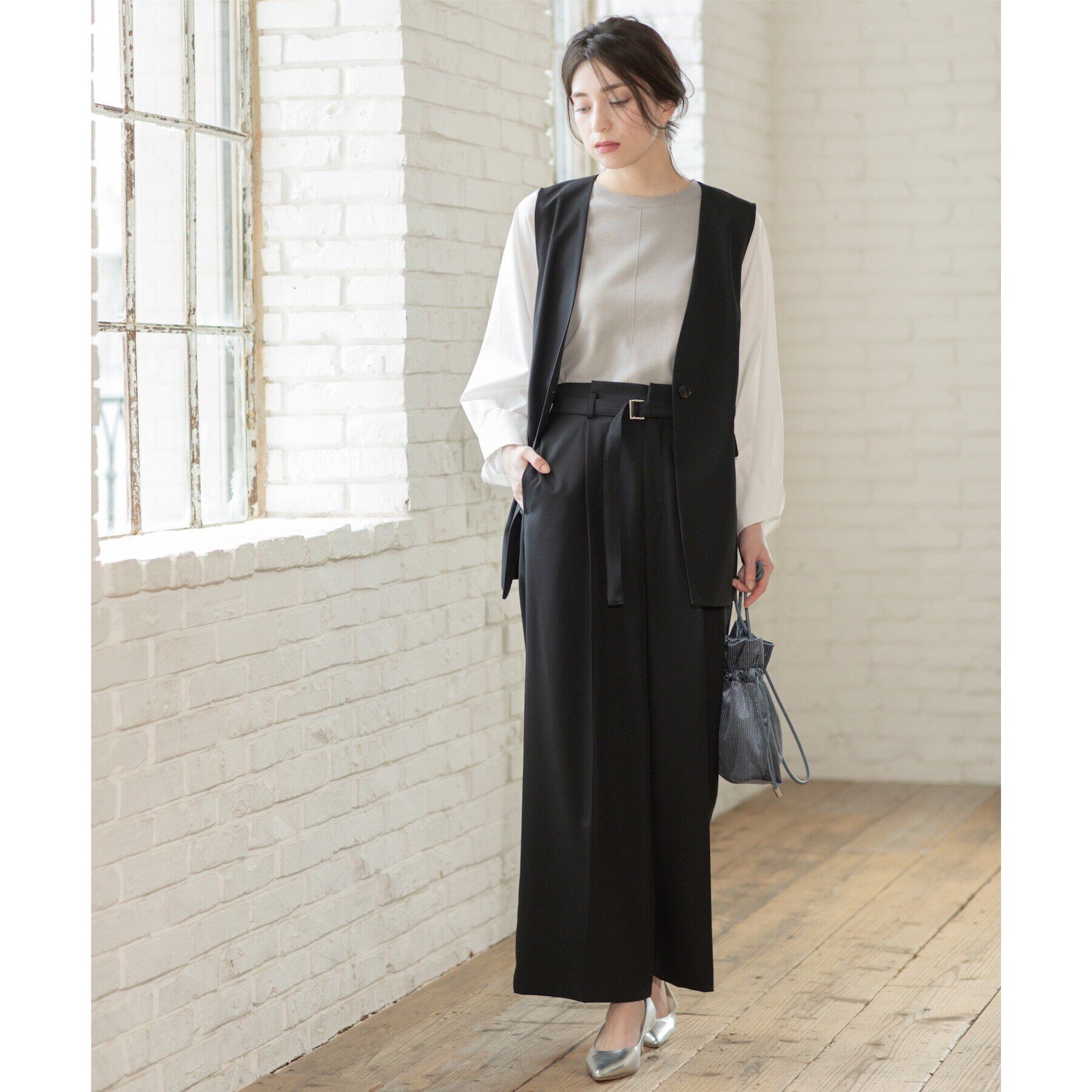 OPAQUE.CLIP「フハクボリュームスリーブドッキングニット【洗濯機洗い可】」|ニット・セーター|