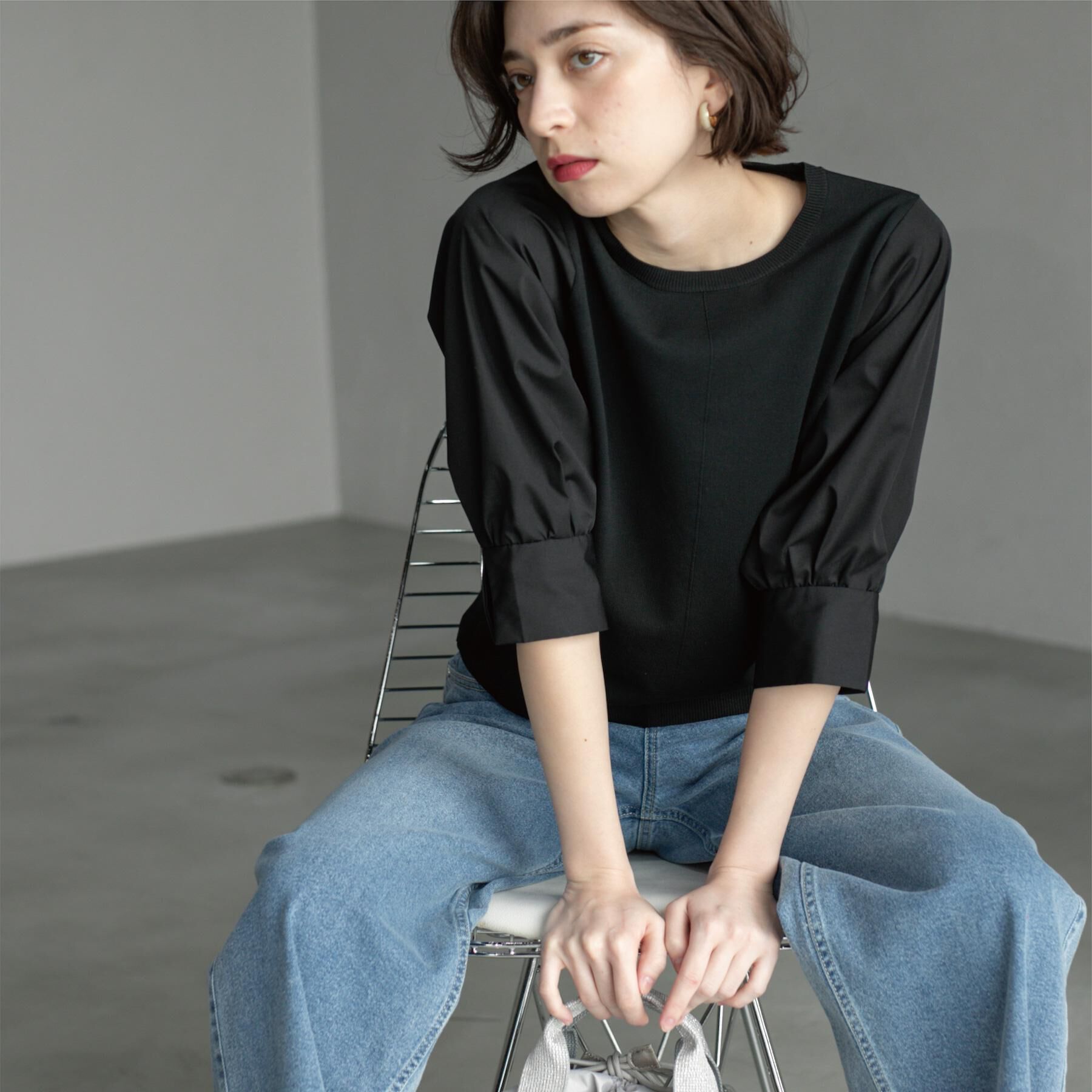 OPAQUE.CLIP「フハクスリーブドッキングニット【洗濯機洗い可】」|ニット・セーター|