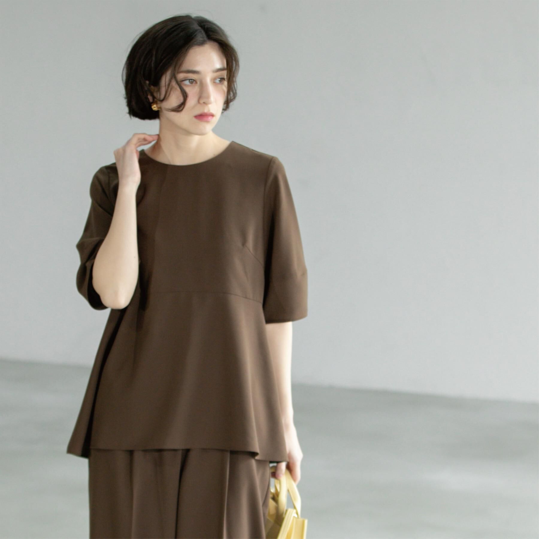 OPAQUE.CLIP「《6色展開》ストレッチペプラムブラウス/セットアップ対応【洗濯機洗い可/防シワ】」|シャツ・ブラウス|