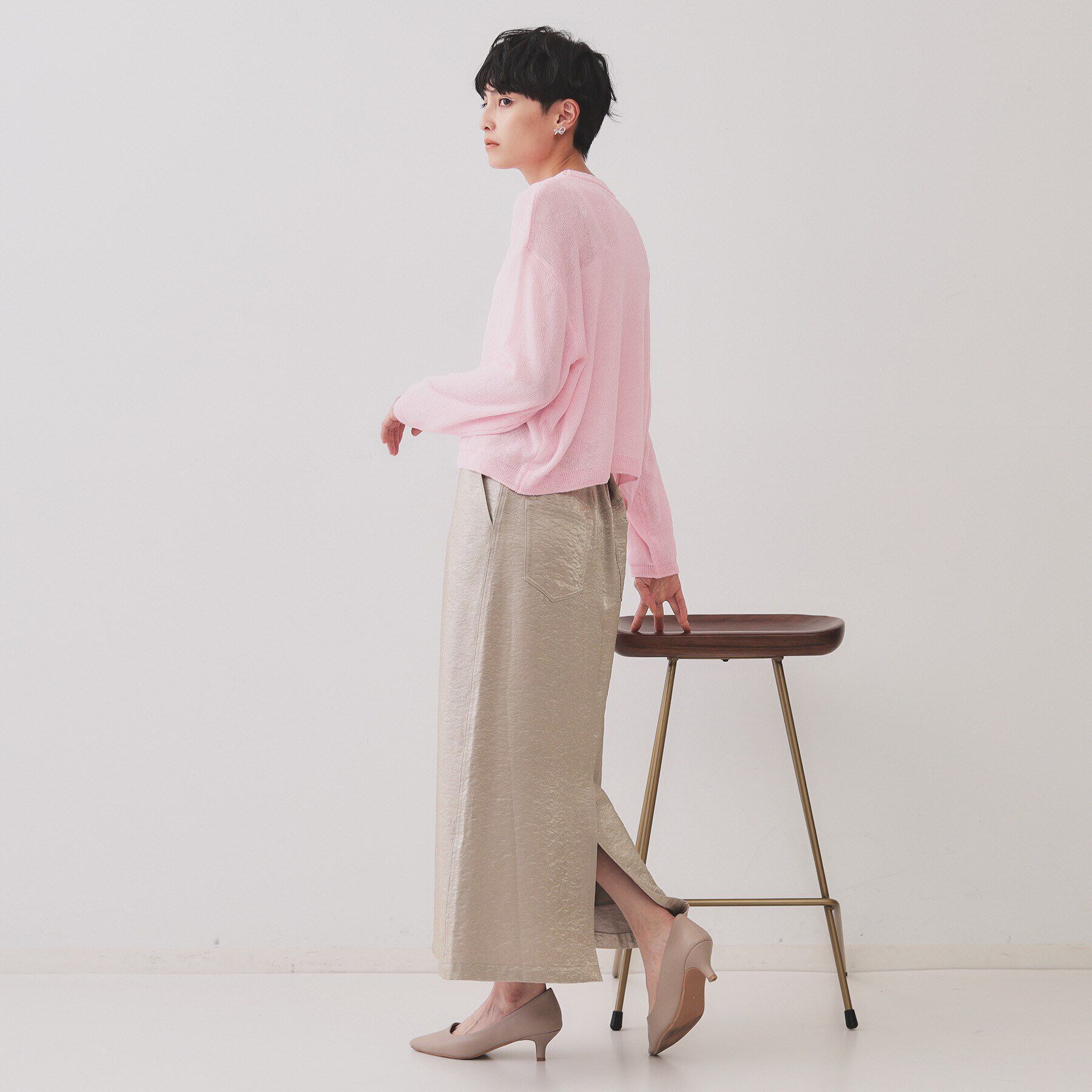 OPAQUE.CLIP「ラメライン配色使いリラクシーニット【洗濯機洗い可】」|ニット・セーター|