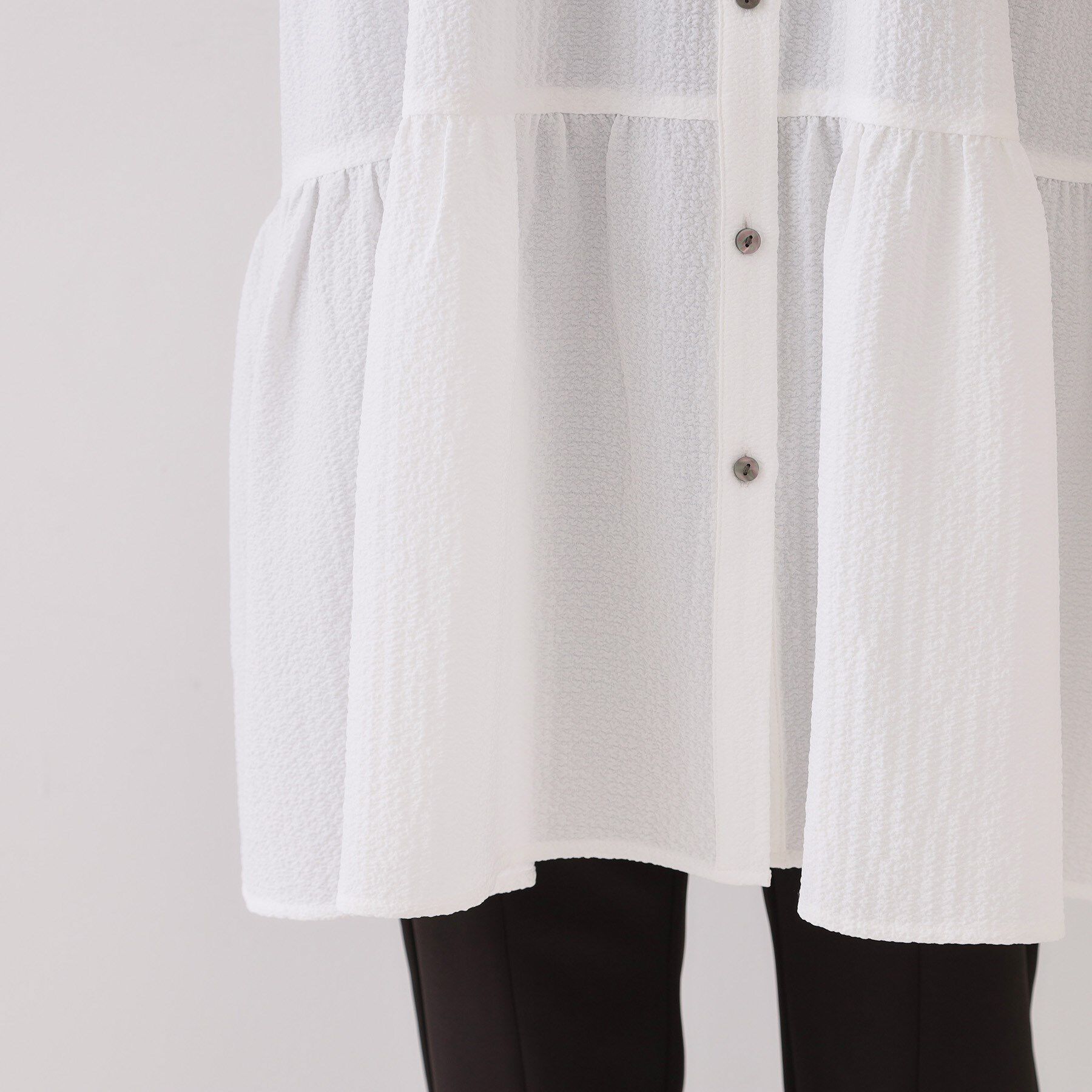 OPAQUE.CLIP「ふくれジャカードティアードチュニックブラウス【洗濯機洗い可】」|シャツ・ブラウス|