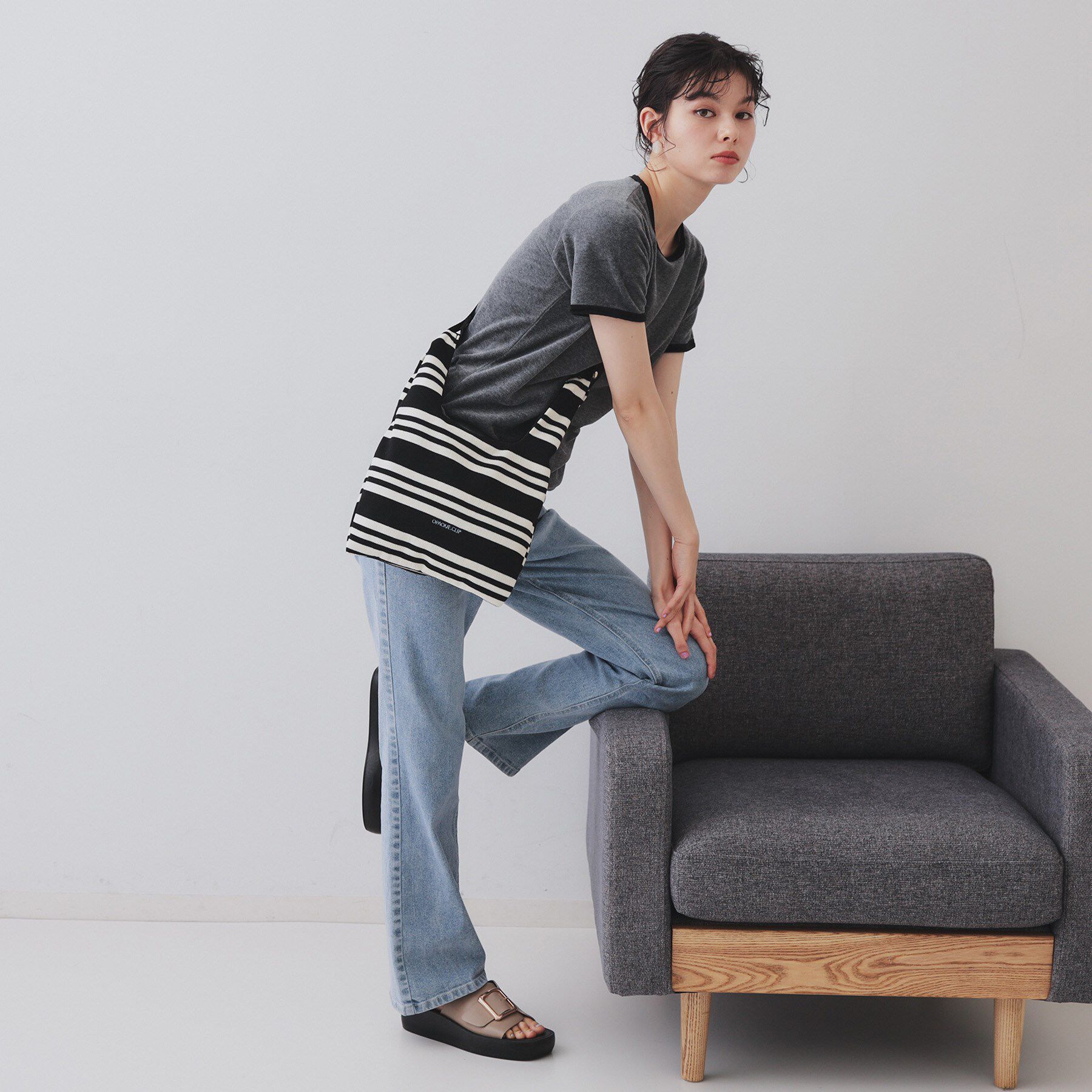 OPAQUE.CLIP「【2WAY】マルチボーダーハンドバッグ」|ハンドバッグ|