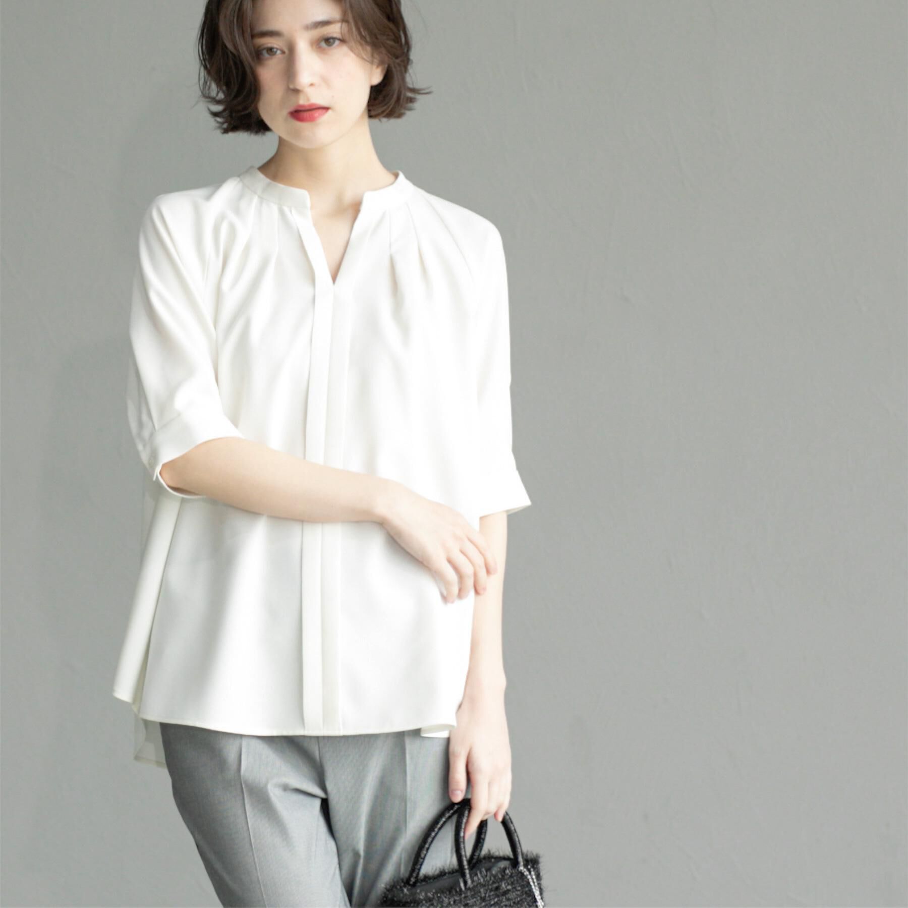 OPAQUE.CLIP「タックスキッパーブラウス【洗濯機洗い可】」|シャツ・ブラウス|
