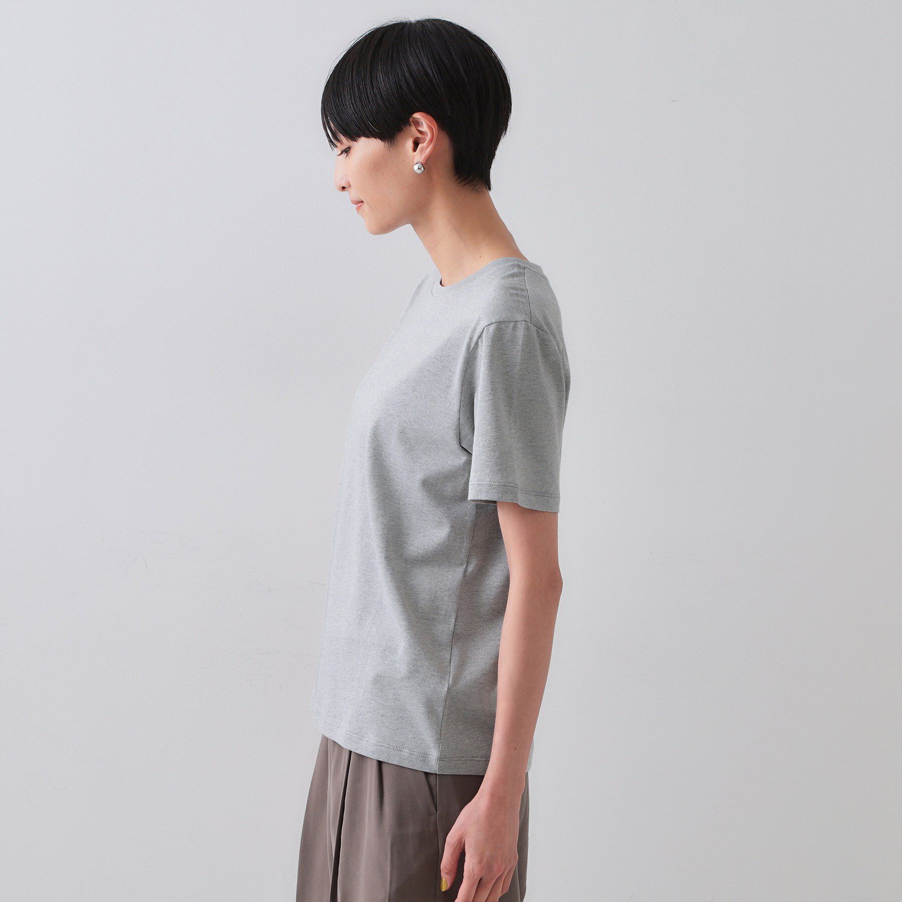 OPAQUE.CLIP「ラメベーシックTシャツ【洗濯機洗い可】」|Tシャツ・カットソー|