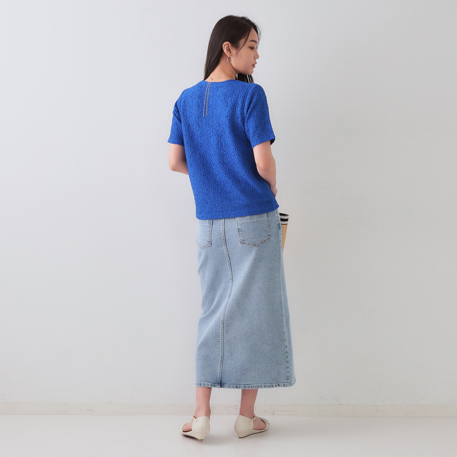 OPAQUE.CLIP「ふくれジャカードショートカットソー【洗濯機洗い可】」|Tシャツ・カットソー|