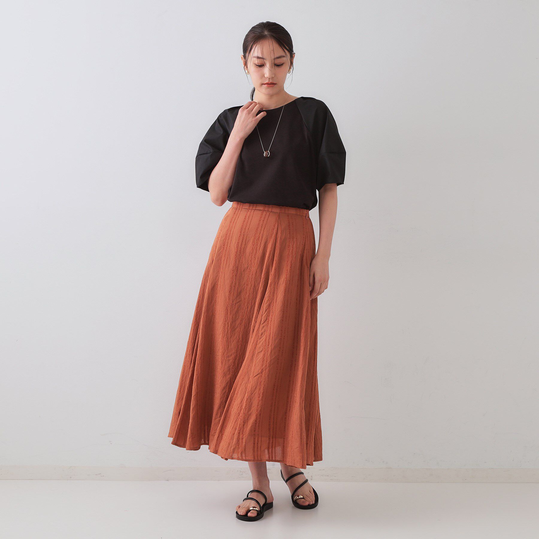 OPAQUE.CLIP「《S-LLサイズ》ランタンスリーブトップス【UV/接触冷感/洗濯機洗い可】」|Tシャツ・カットソー|