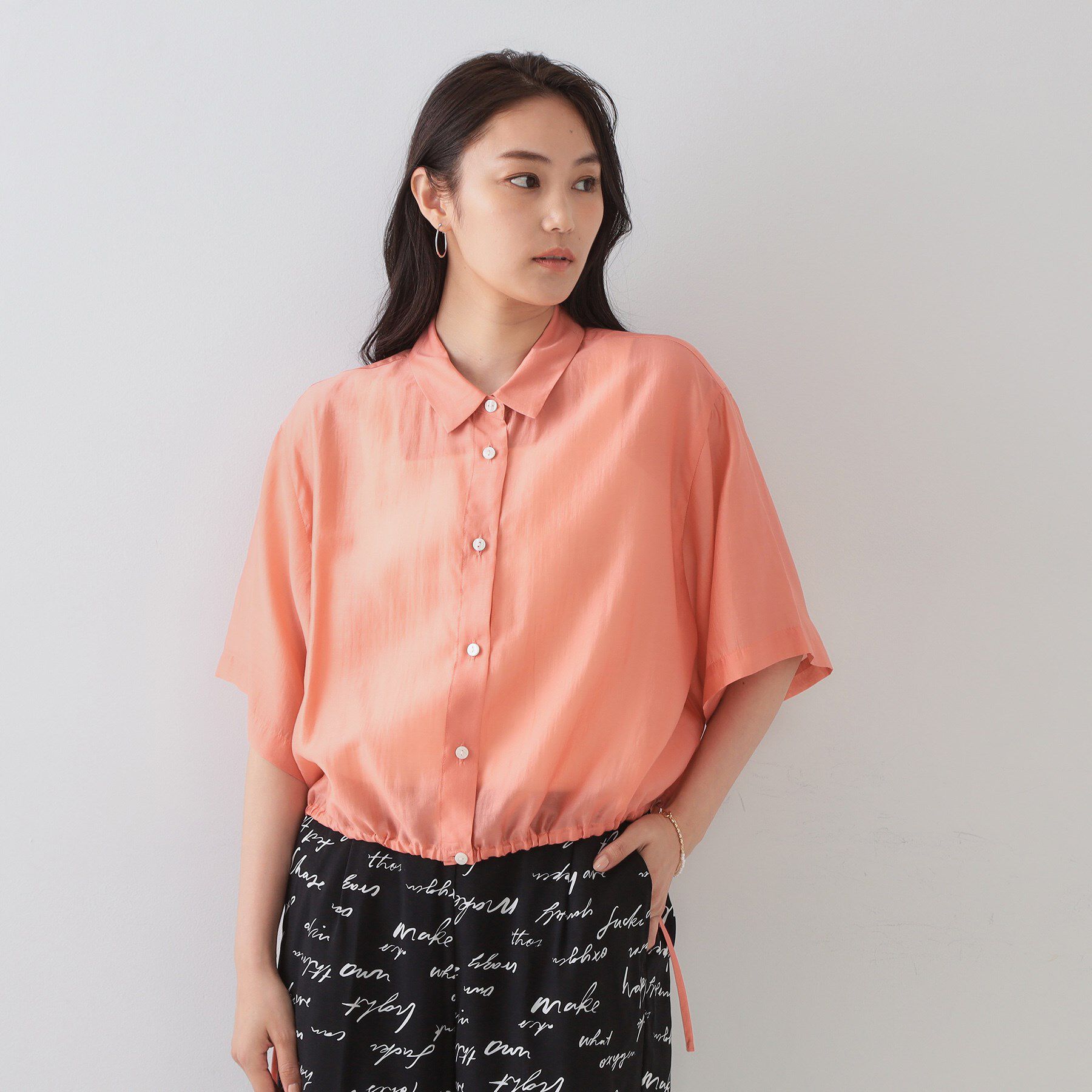 OPAQUE.CLIP「裾ドロストシアーショートシャツ【洗濯機洗い可】」|シャツ・ブラウス|