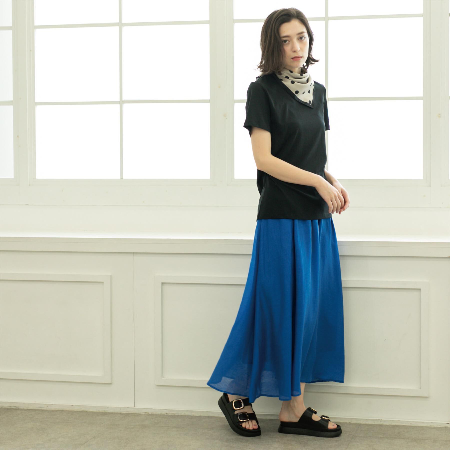 OPAQUE.CLIP「麻混シアーギャザーフレアスカート【洗濯機洗い可】」|スカート|