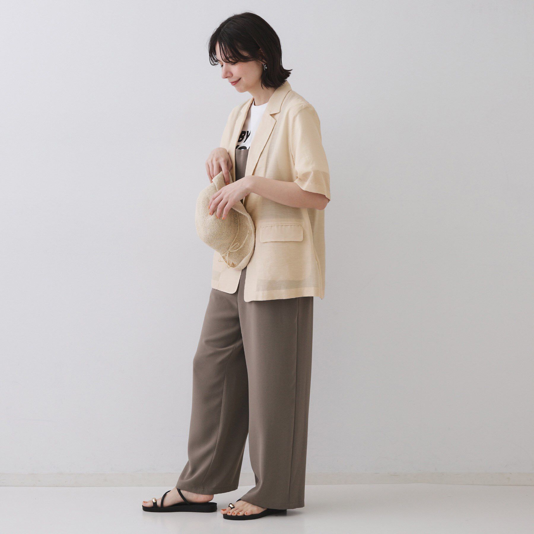 OPAQUE.CLIP「シアーハーフスリーブテーラードジャケット【洗える】」|テーラードジャケット|