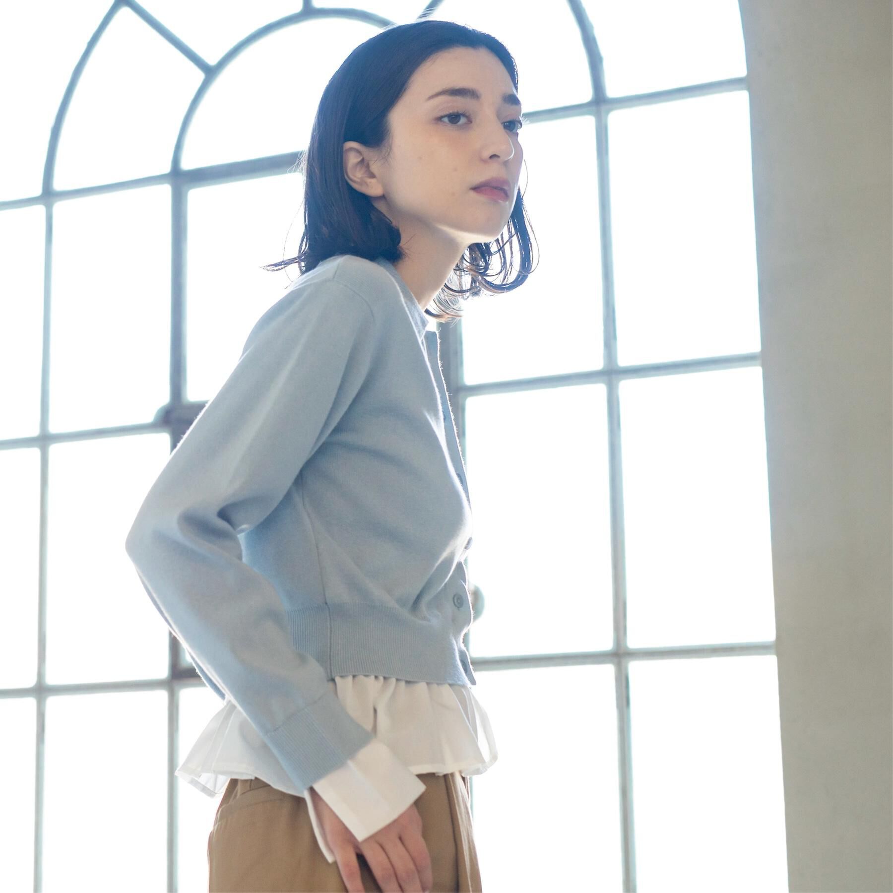 OPAQUE.CLIP「ポロ衿シャツドッキングニット【洗濯機OK】」|カーディガン|