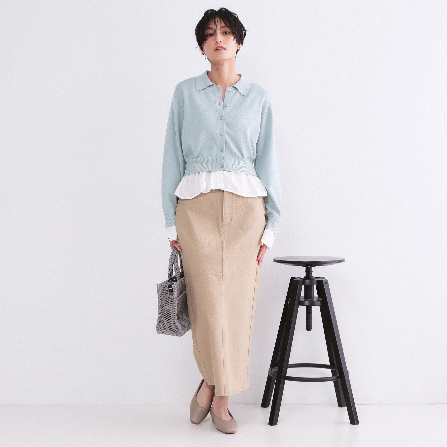 OPAQUE.CLIP「ポロ衿シャツドッキングニット【洗濯機OK】」|カーディガン|