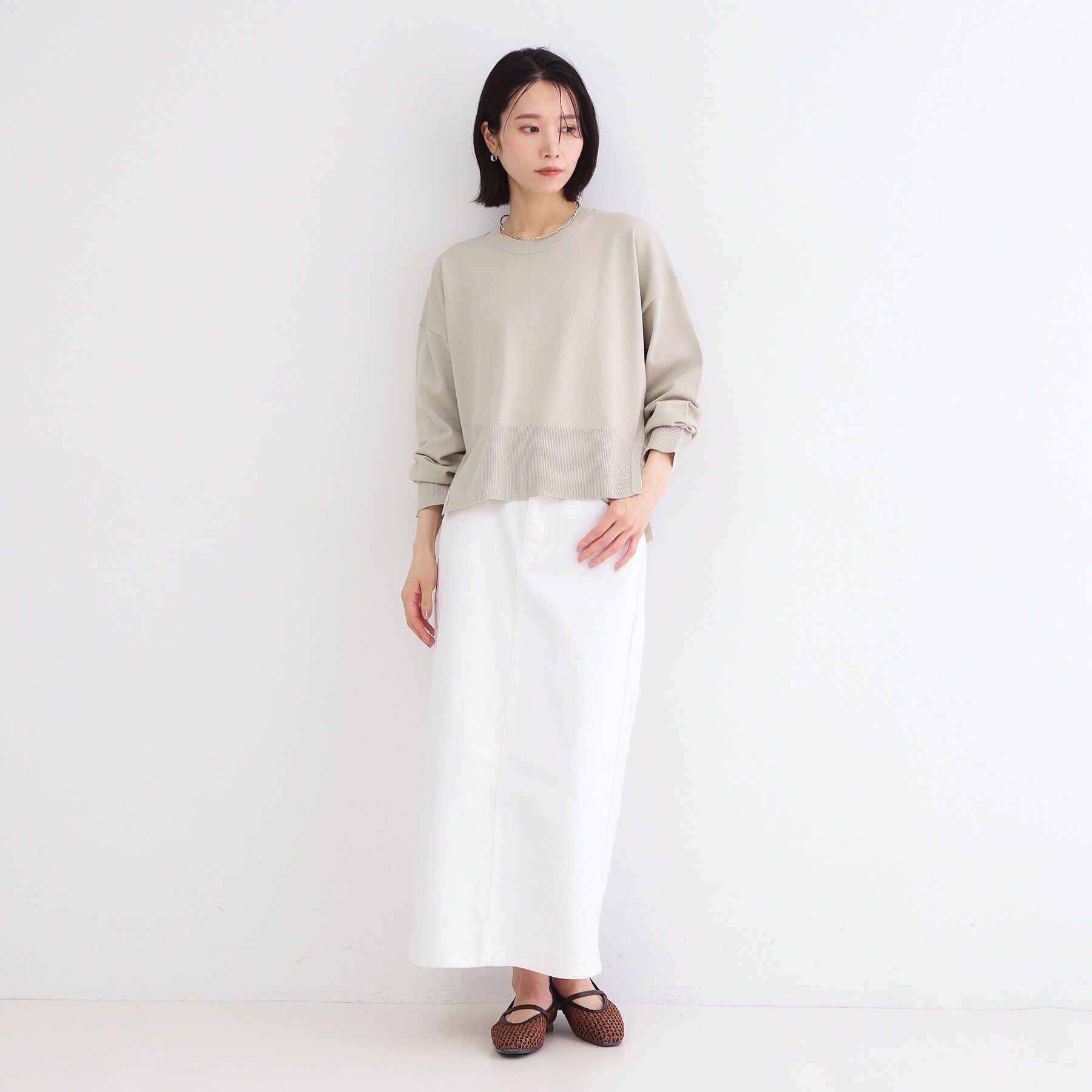 OPAQUE.CLIP「《ツインセット》ワイドニット&times;裾フレアタンクトップ【洗濯機OK】」|ニット・セーター|