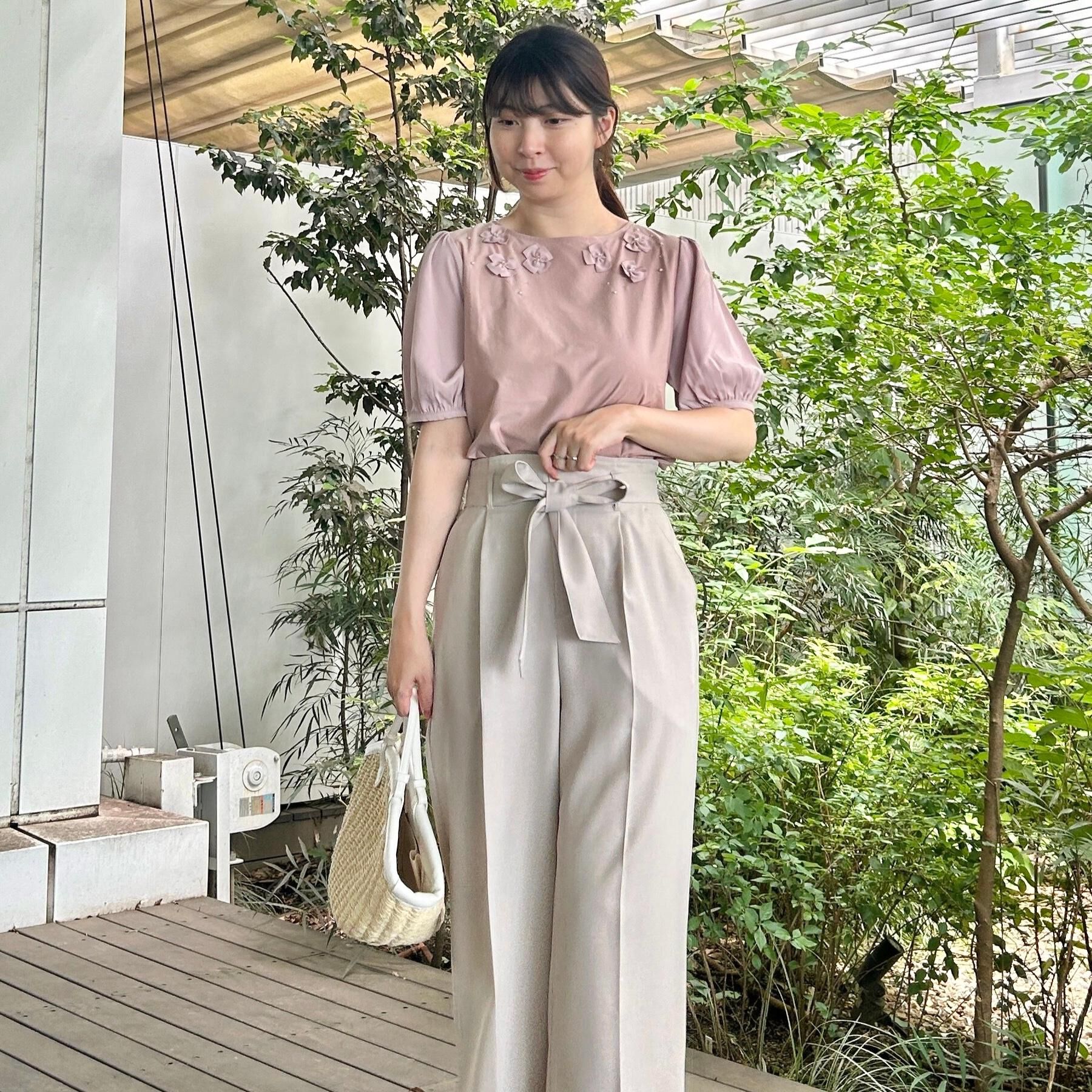 Couture broach「【接触冷感・UVカット】シフォンフラワーエンブロドッキングカットソー」|Tシャツ・カットソー|