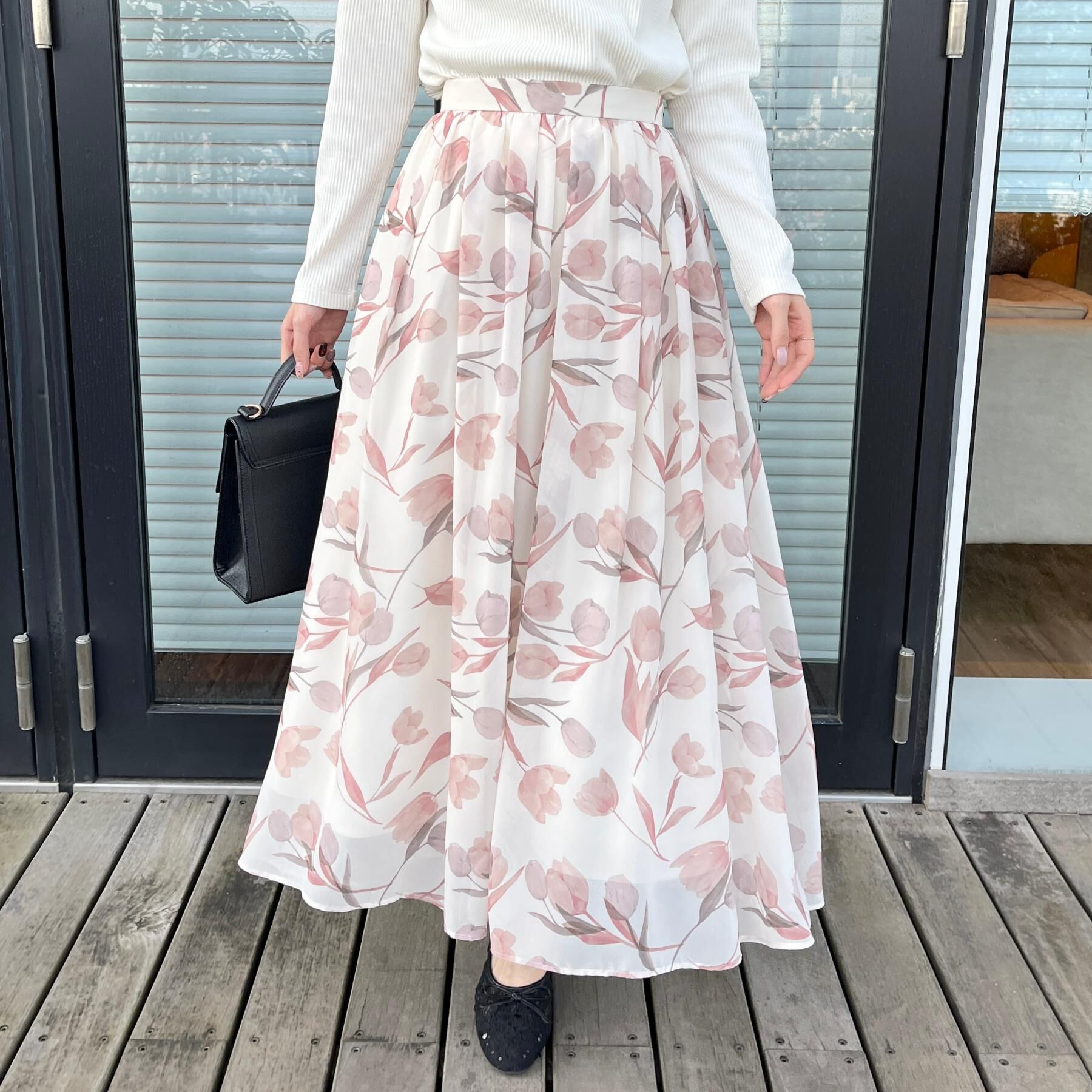 Couture broach「【洗える】チューリップ柄スカート」|スカート|