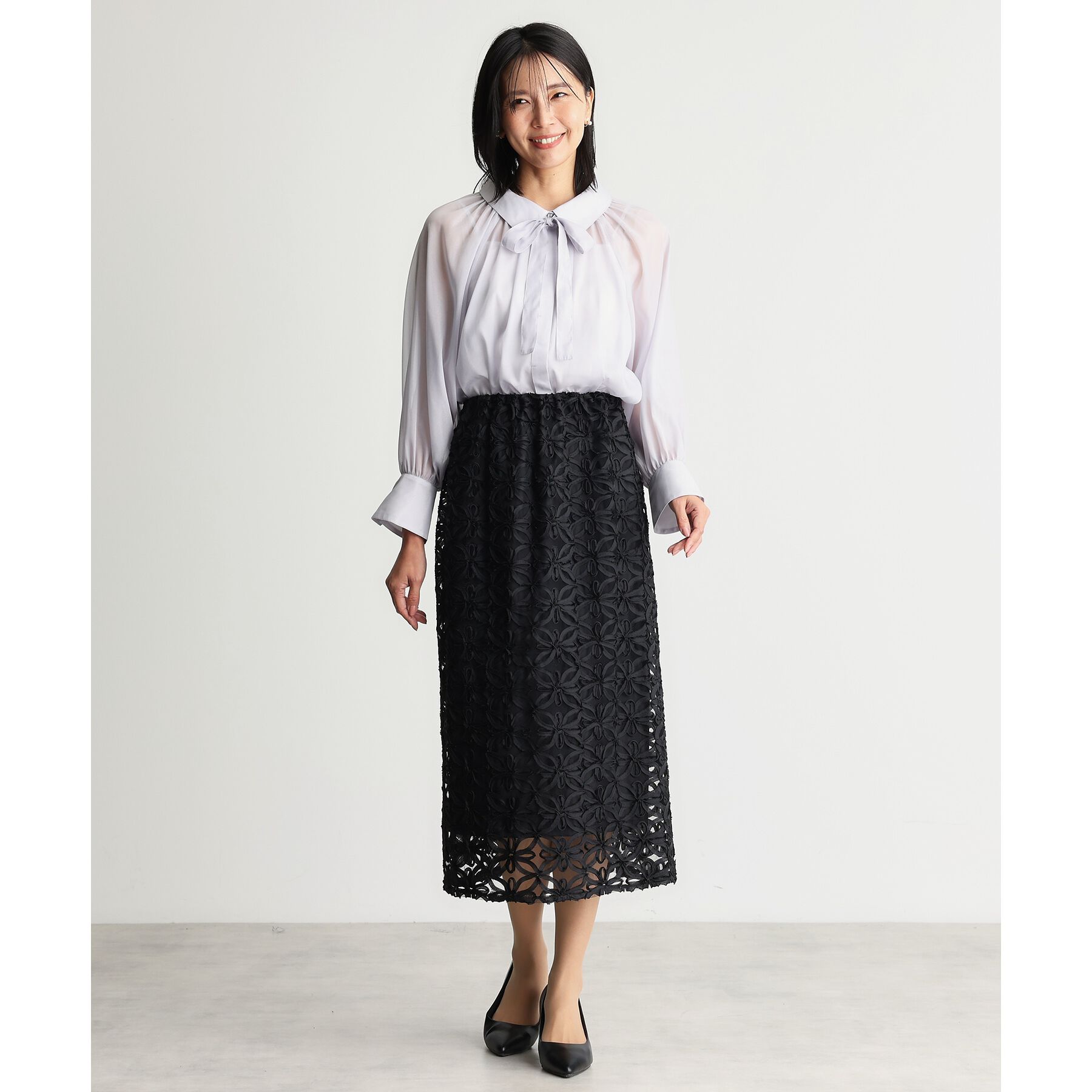 THE SHOP TK「【ONOFF活躍／セレモニー】刺繍レーススカート／洗える」|スカート|
