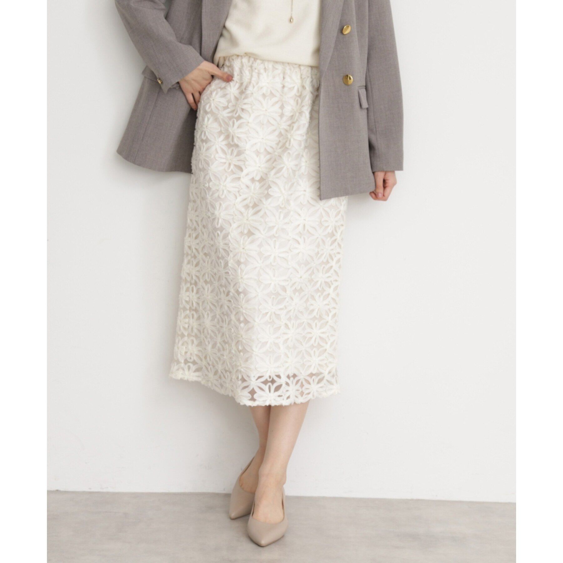 THE SHOP TK「【ONOFF活躍／セレモニー】刺繍レーススカート／洗える」|スカート|