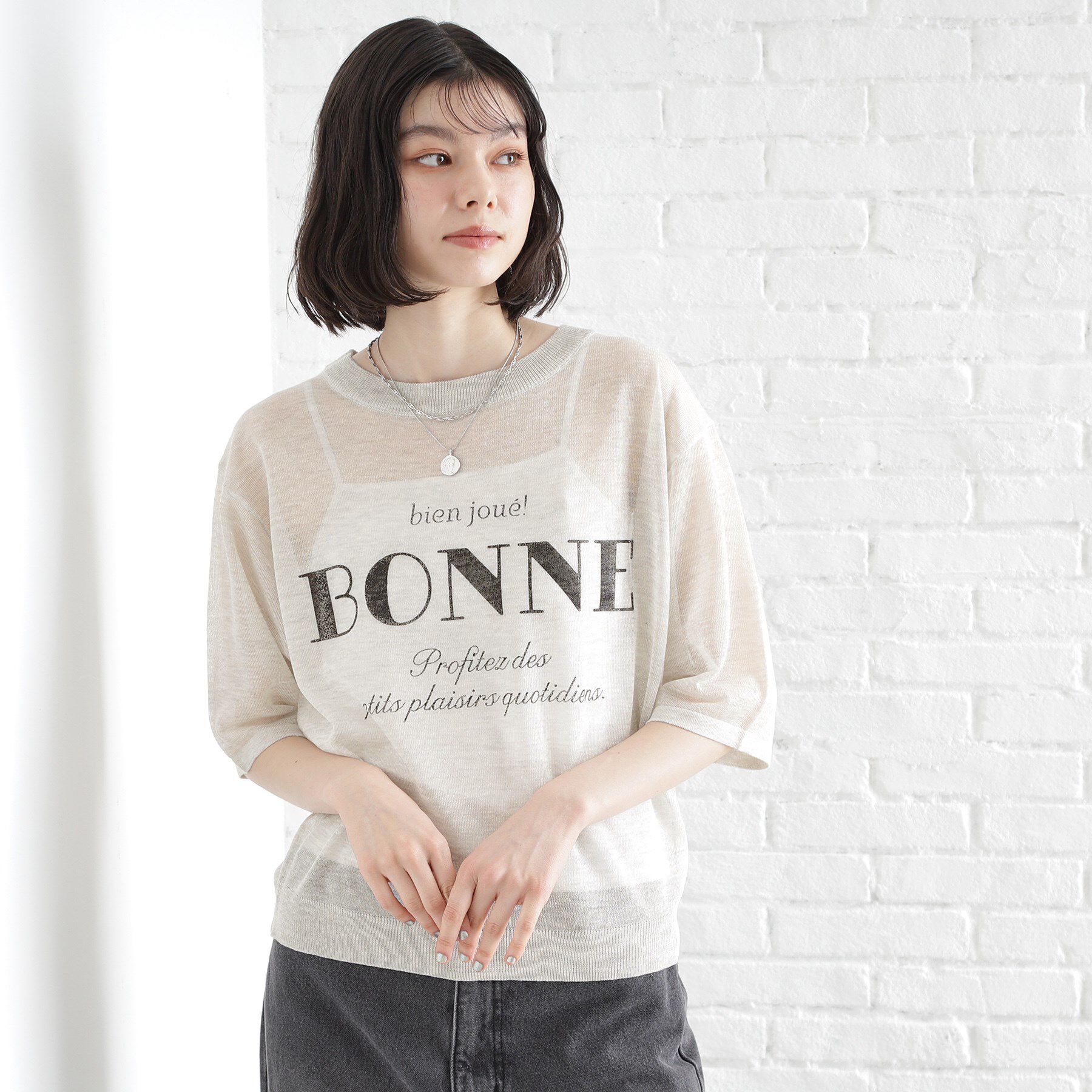 THE SHOP TK「光沢シアーロゴプルオーバー【洗える】」|Tシャツ・カットソー|