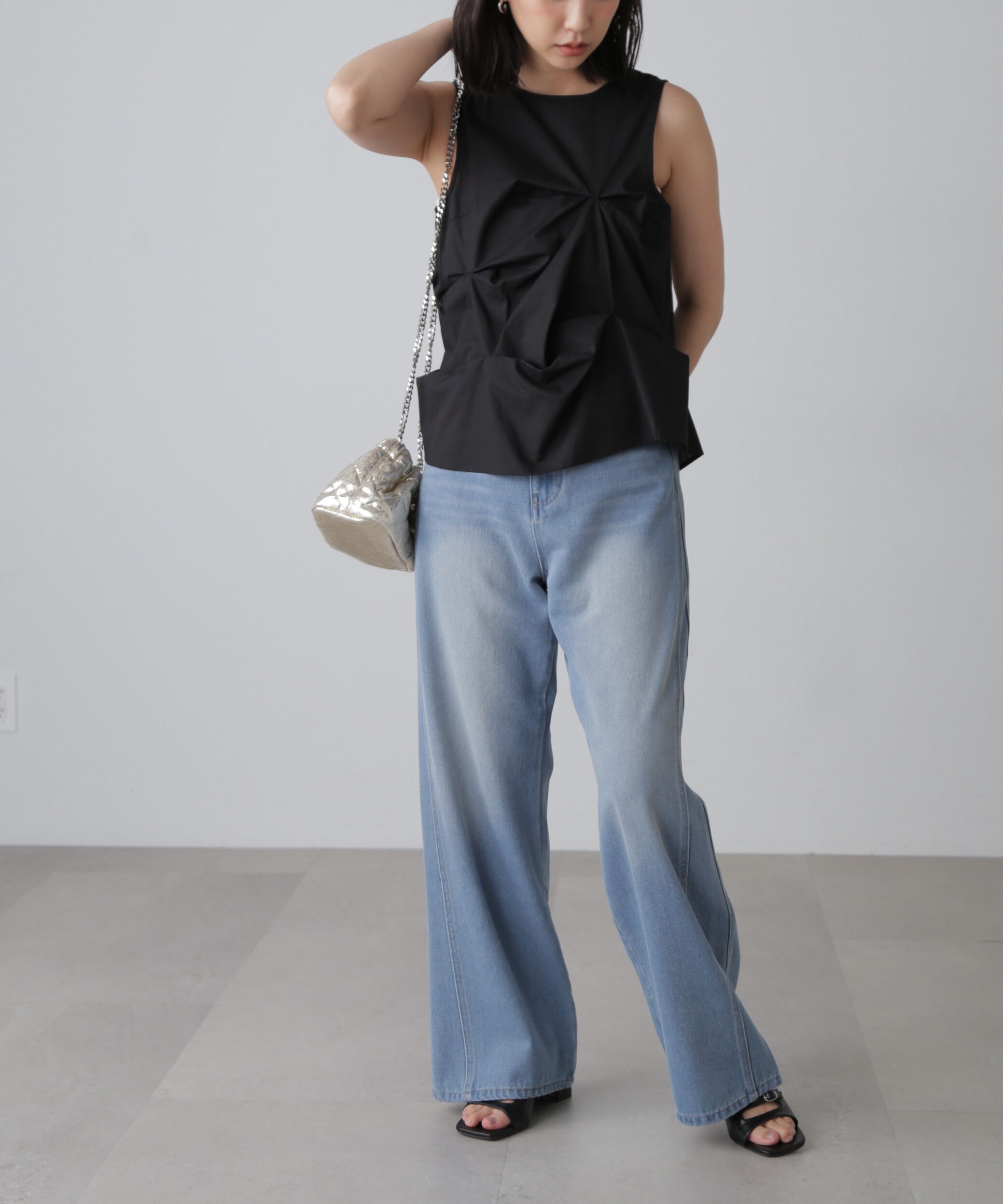  「[XS-Lサイズ展開]サイドパネルヴィンテージライクワイドデニム」|その他|