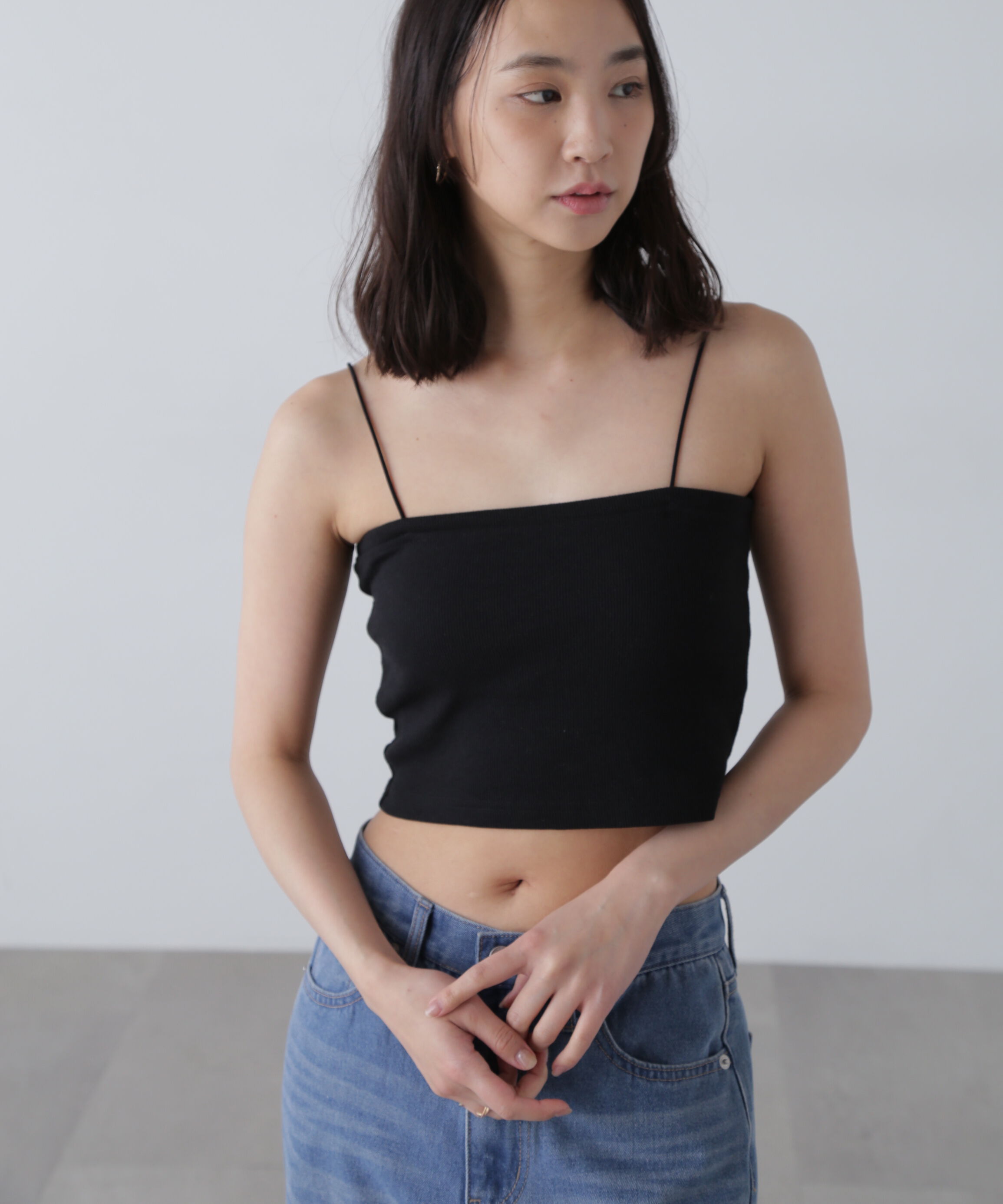  「カップ付きショート丈キャミソール」|Tシャツ・カットソー|