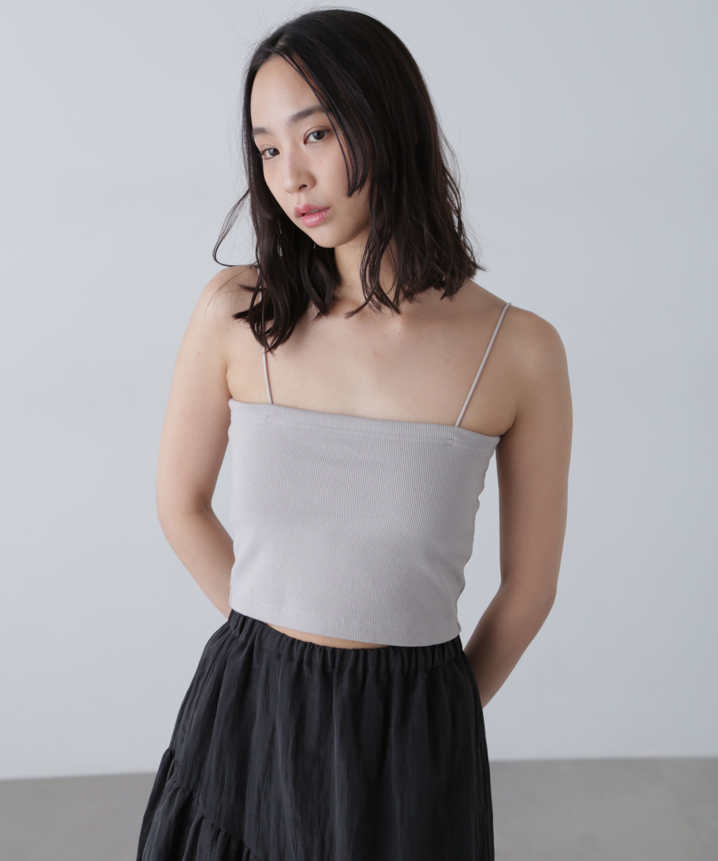  「カップ付きショート丈キャミソール」|Tシャツ・カットソー|