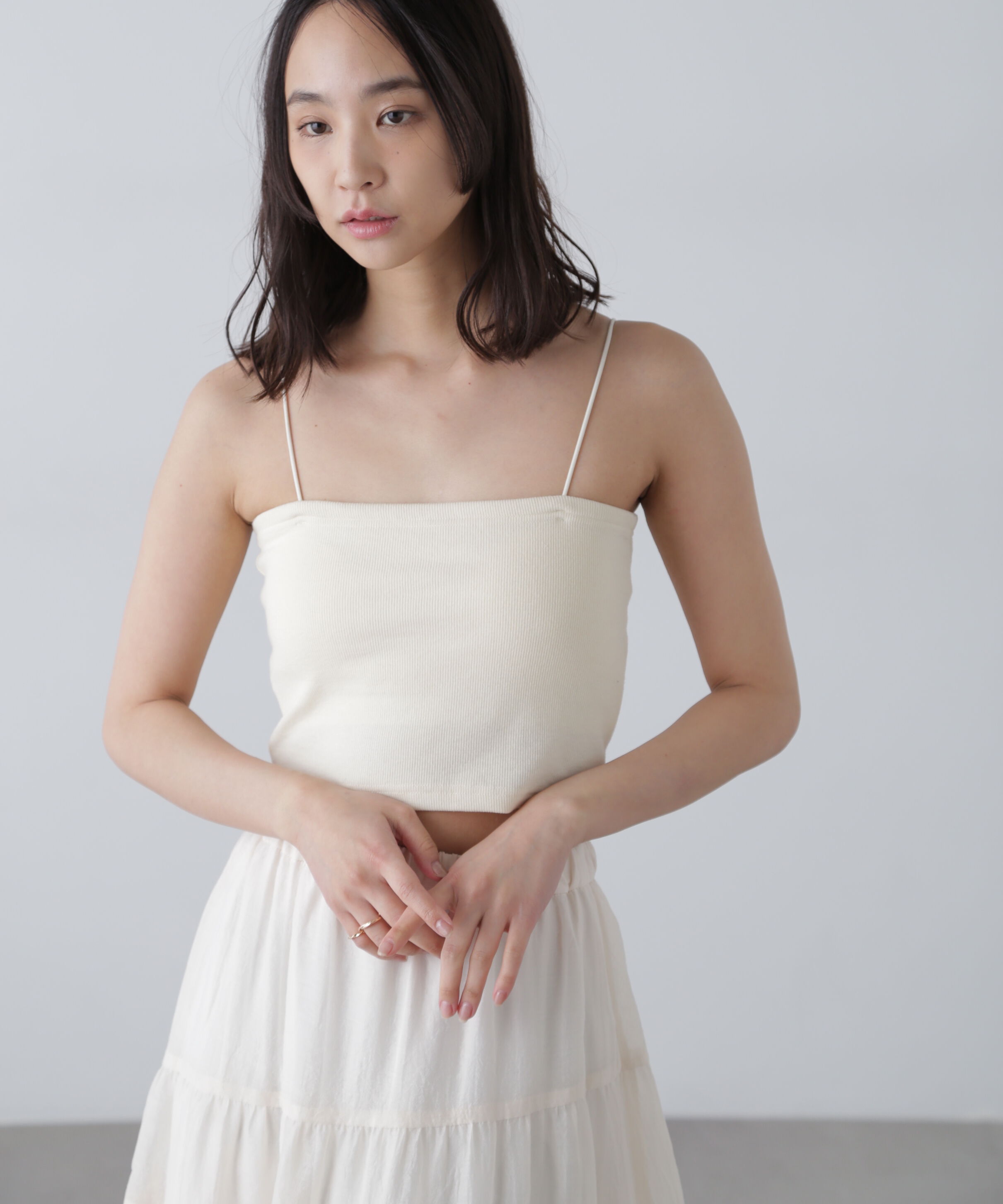  「カップ付きショート丈キャミソール」|Tシャツ・カットソー|