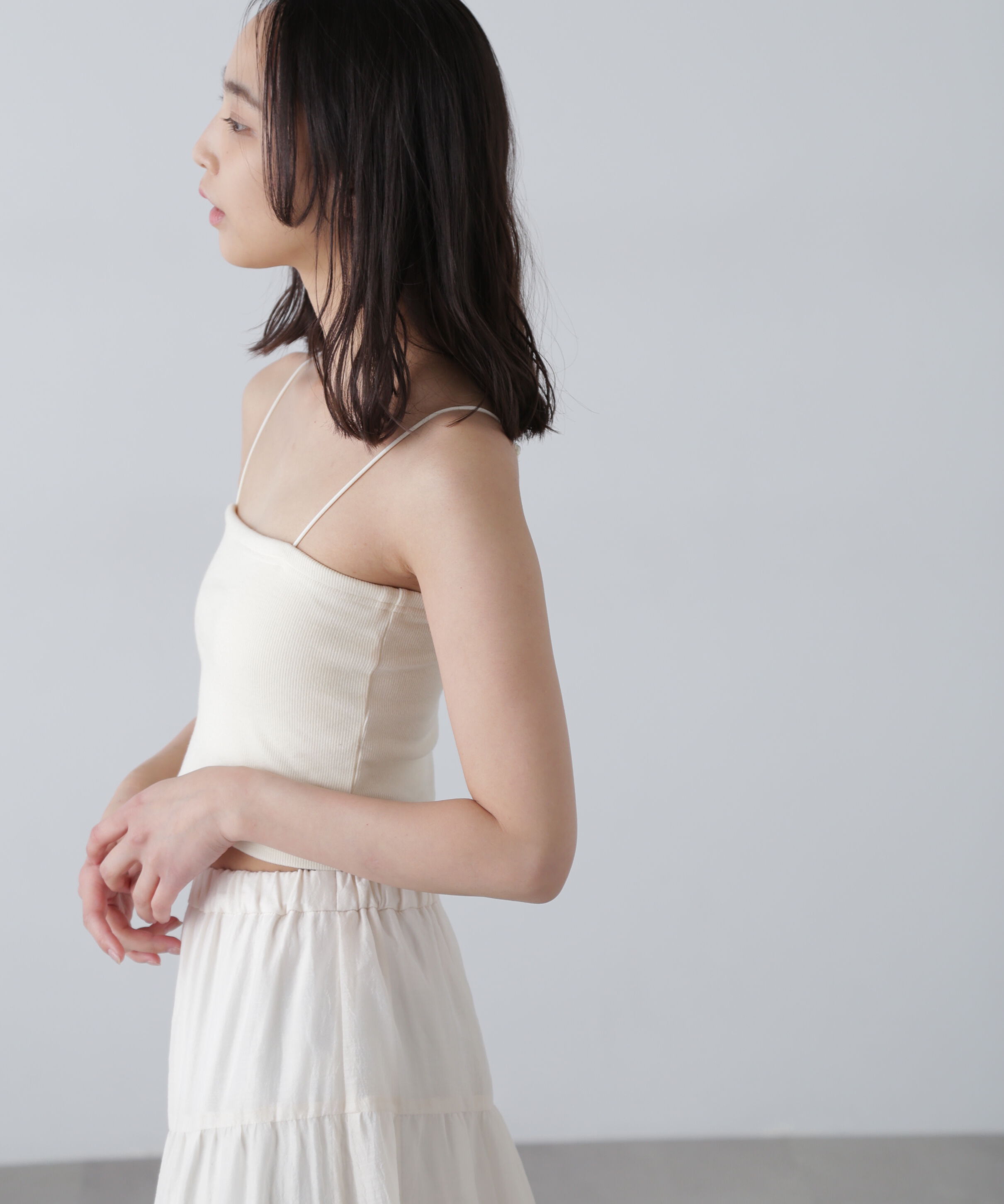  「カップ付きショート丈キャミソール」|Tシャツ・カットソー|