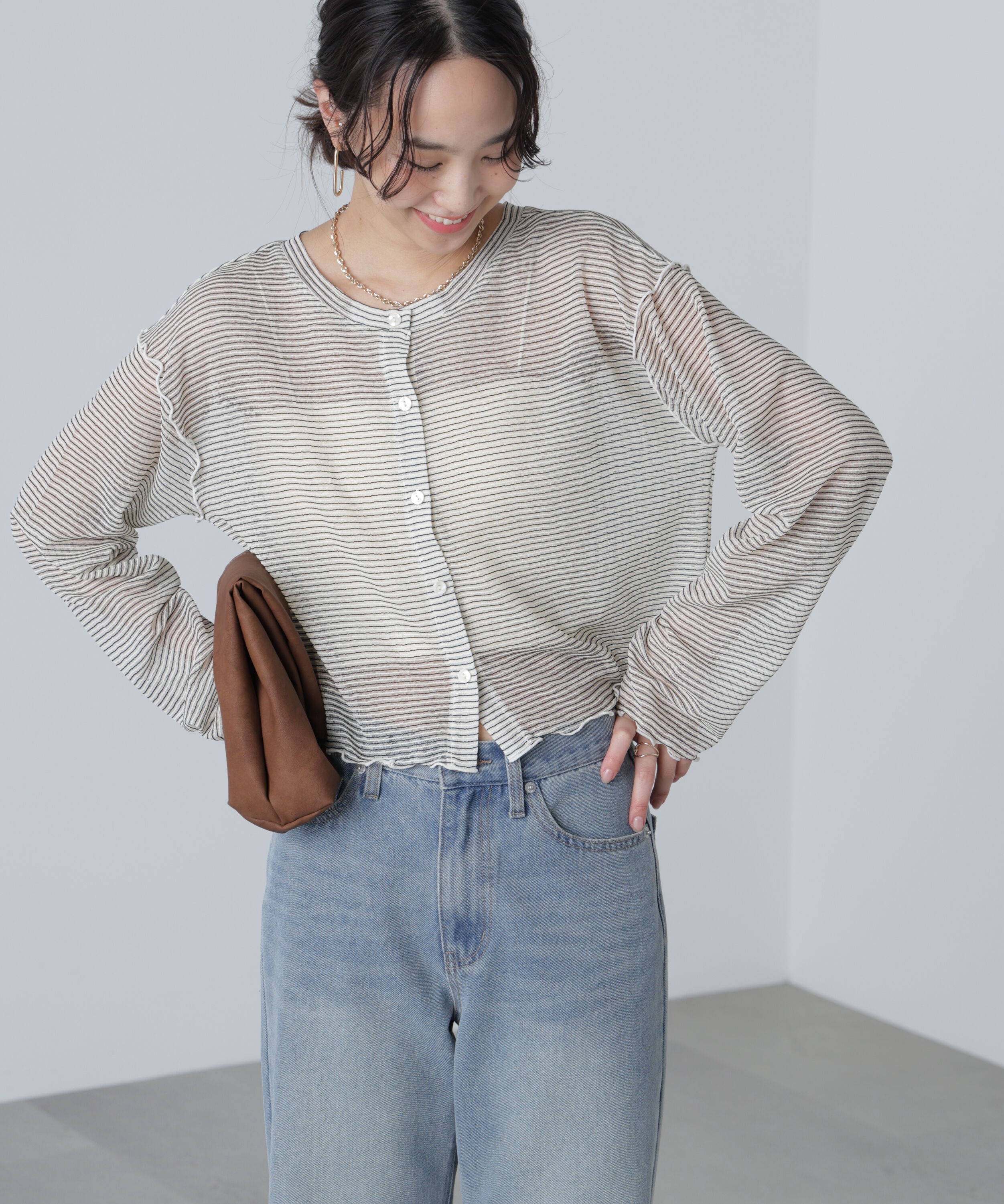  「前後２ＷＡＹシアーカットソーカーディガン」|Tシャツ・カットソー|