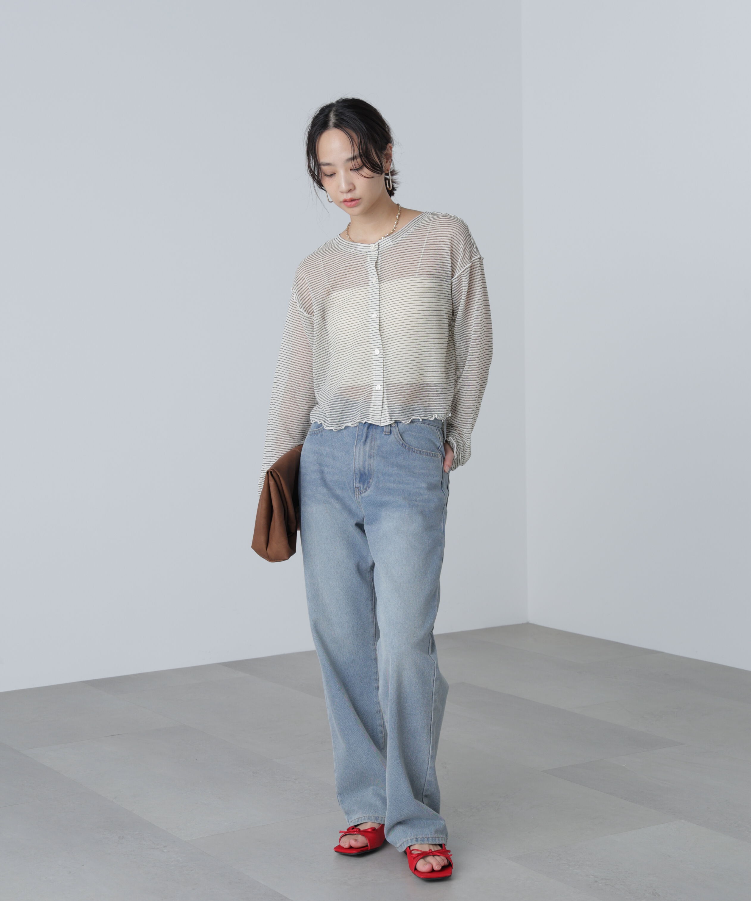  「前後２ＷＡＹシアーカットソーカーディガン」|Tシャツ・カットソー|