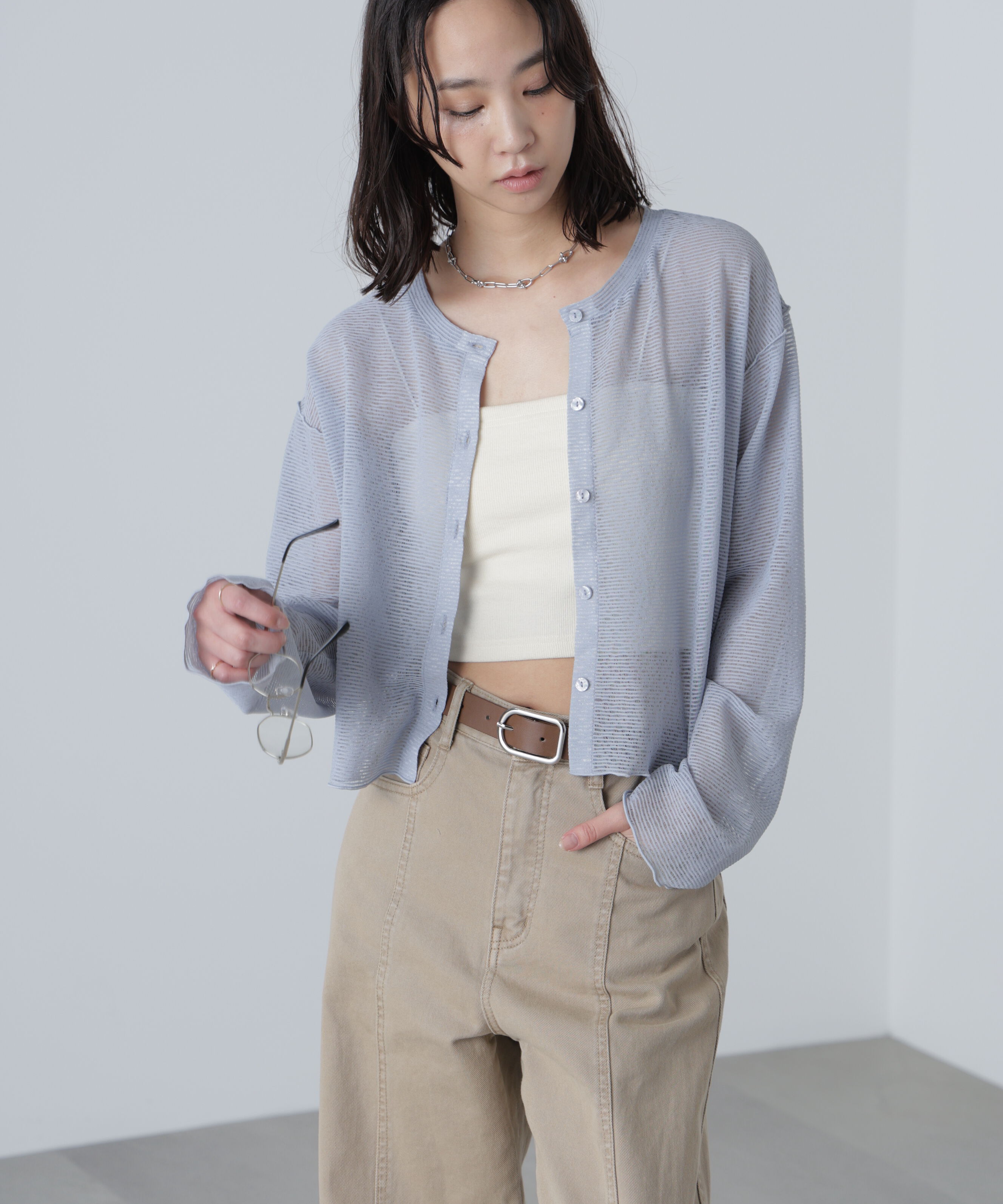  「前後２ＷＡＹシアーカットソーカーディガン」|Tシャツ・カットソー|